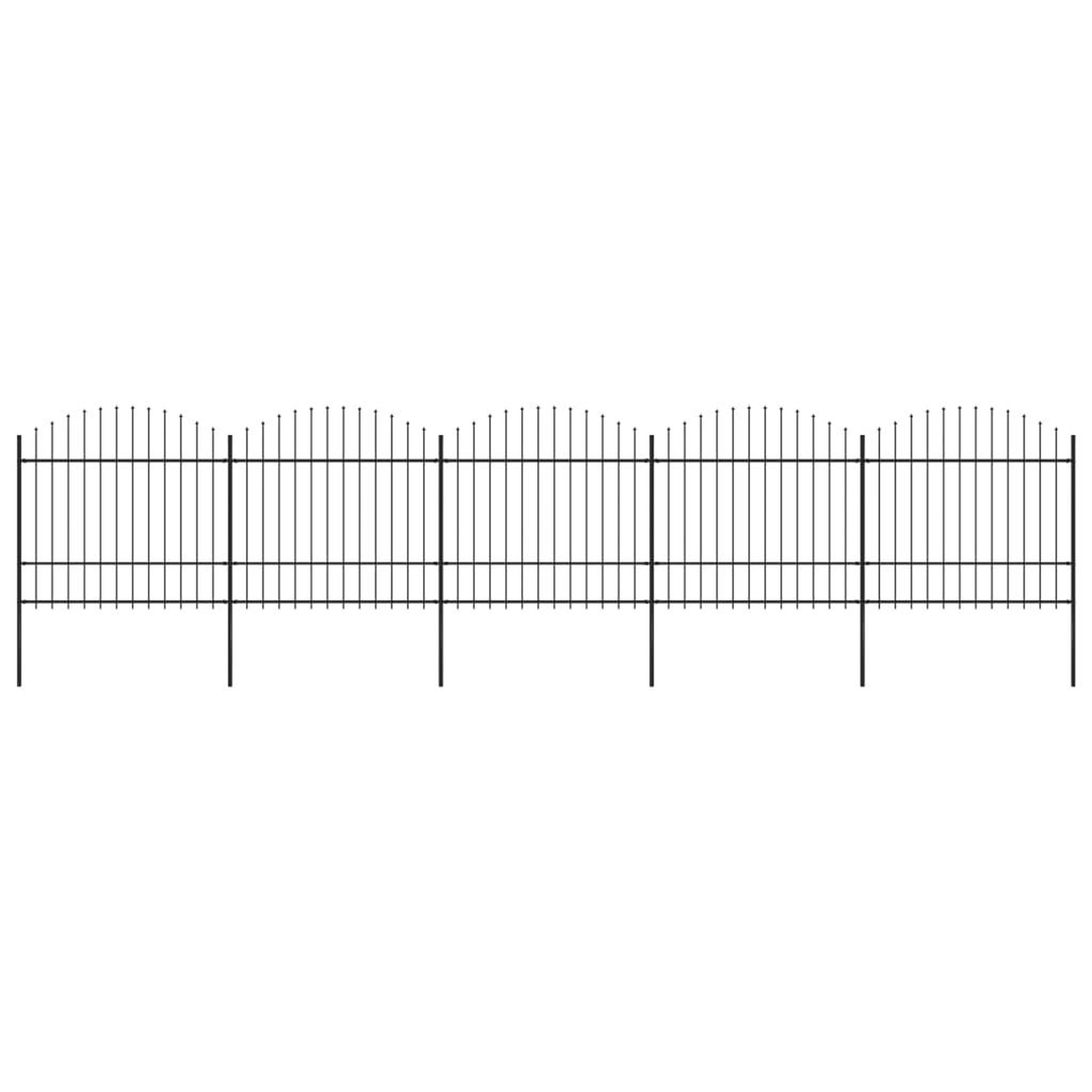 VIDAXL Cloture de jardin a dessus en lance Acier (1,5-1,75)x8,5 m Noir