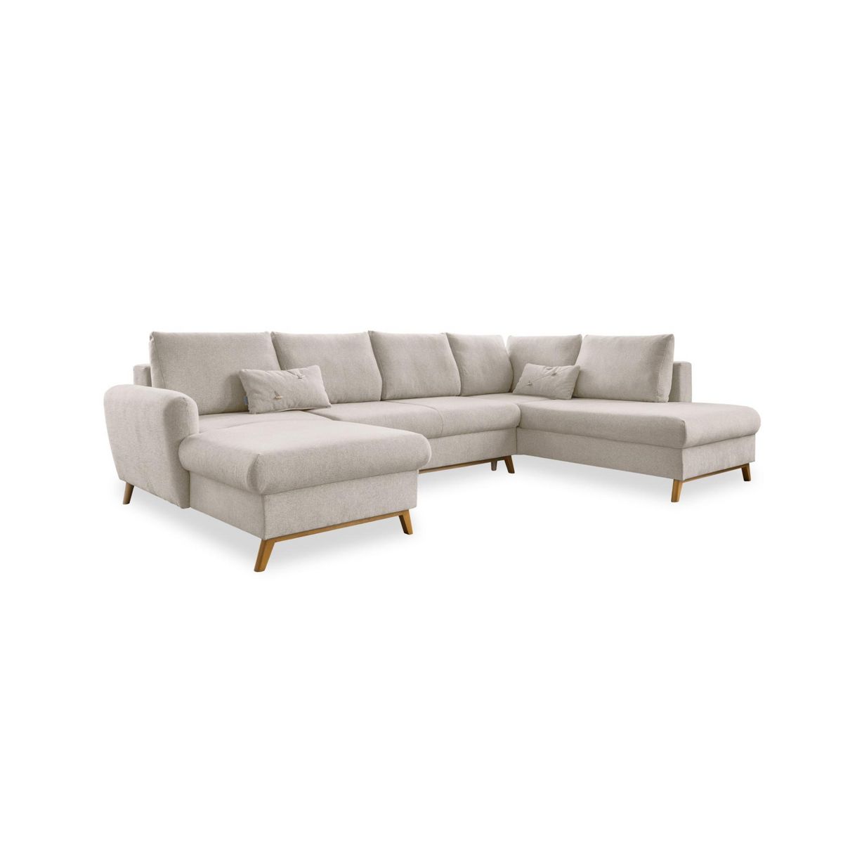 BEST MOBILIER Lagom - canapé d'angle panoramique - convertible - avec coffre - en tissu - 7 places - droit