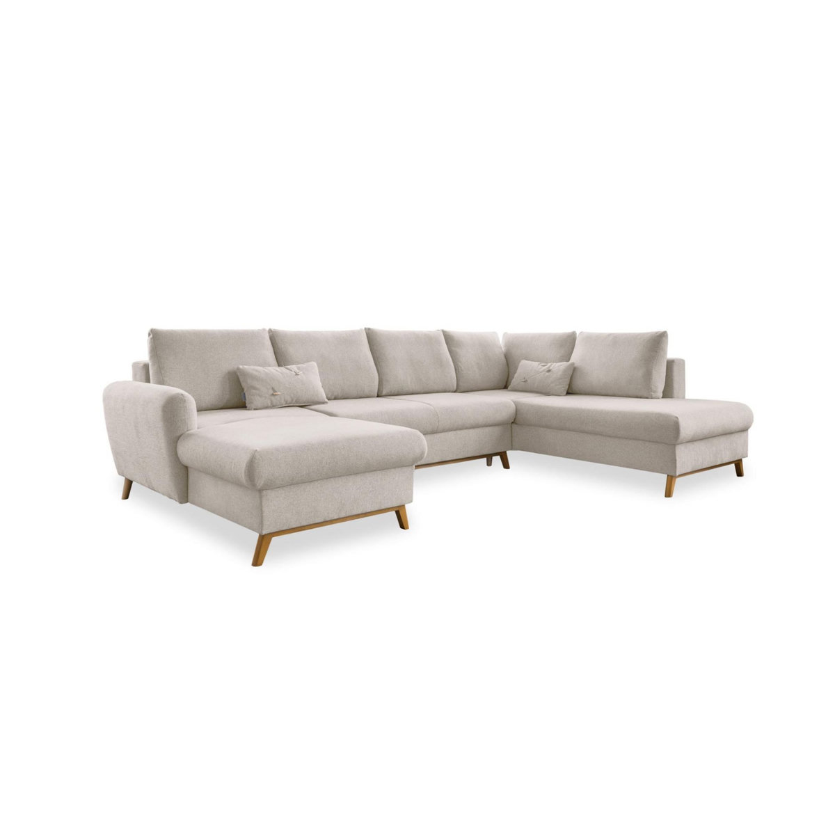 BEST MOBILIER Lagom - canapé d'angle panoramique - convertible - avec coffre - en tissu - 7 places - droit