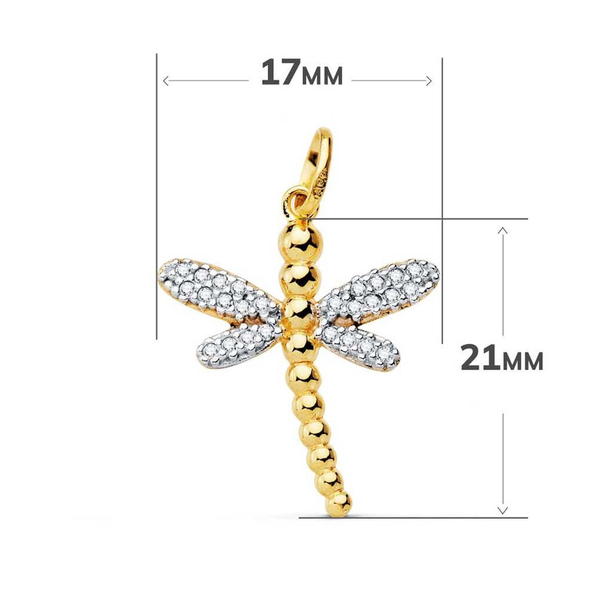 Voir la diapositive 2 : L'ATELIER D'AZUR Pendentif Or 18 Carats 750 Bicolore Jaune et Blanc - Motif Libellule - Chaine Offerte