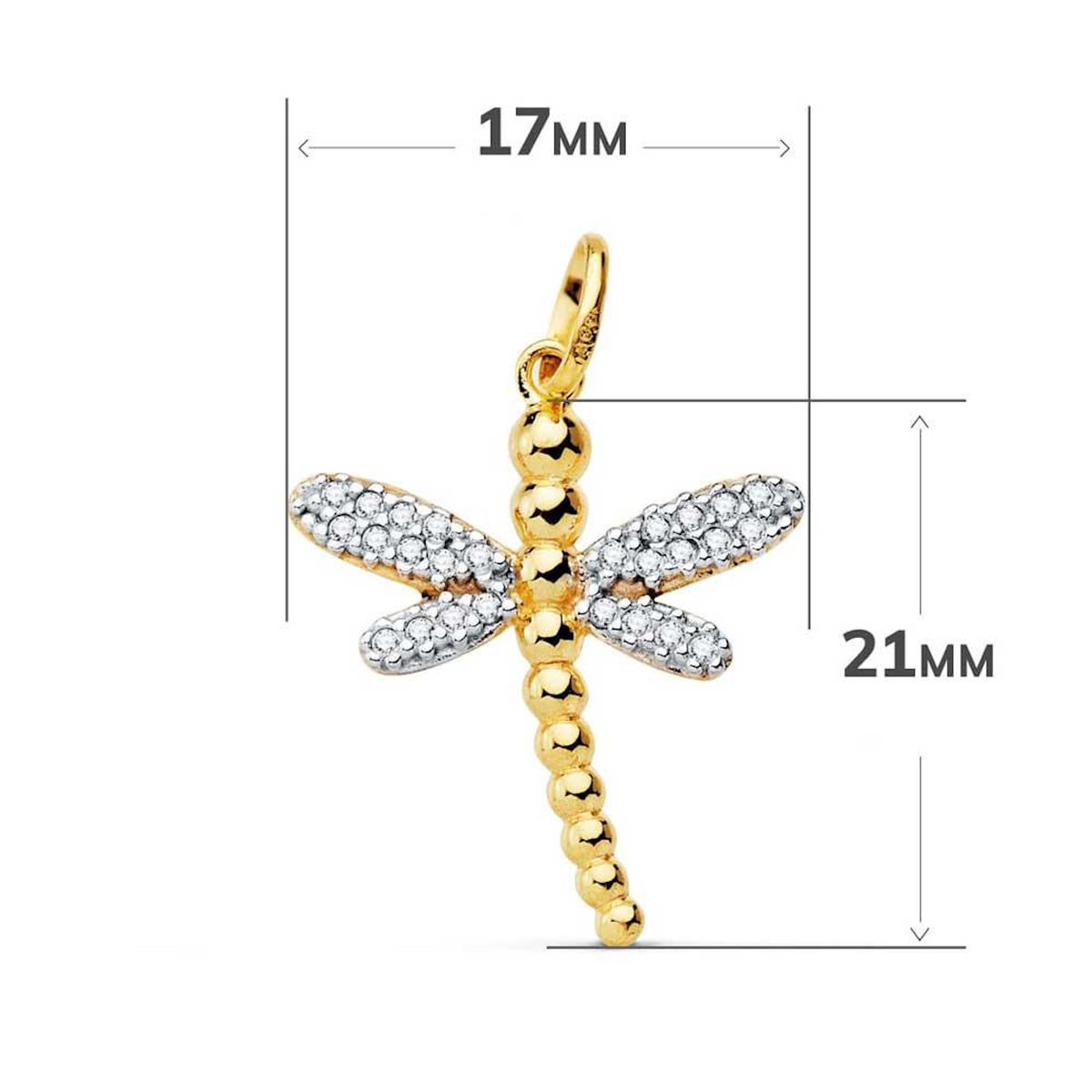 L'ATELIER D'AZUR Pendentif Or 18 Carats 750 Bicolore Jaune et Blanc - Motif Libellule - Chaine Offerte