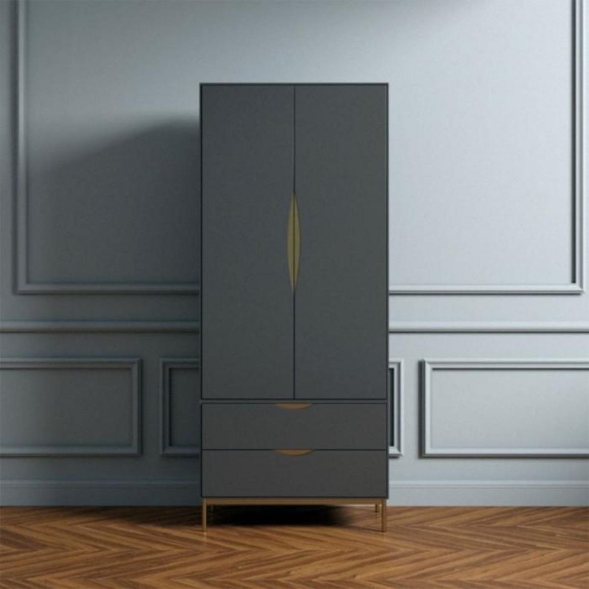 Paris Prix Armoire 2 Portes Design  Kobe  195cm Gris
