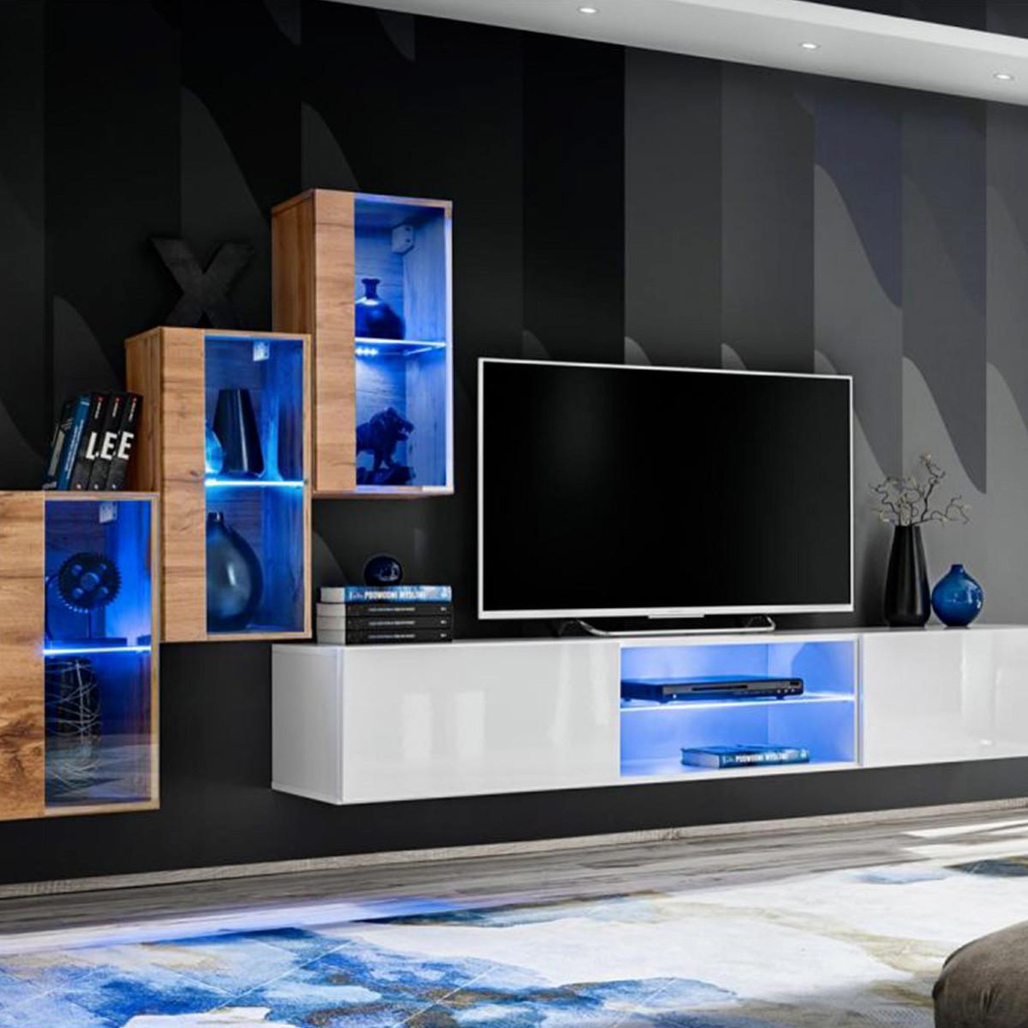 Paris Prix Ensemble meuble tv  switch xxii  210cm naturel & blanc