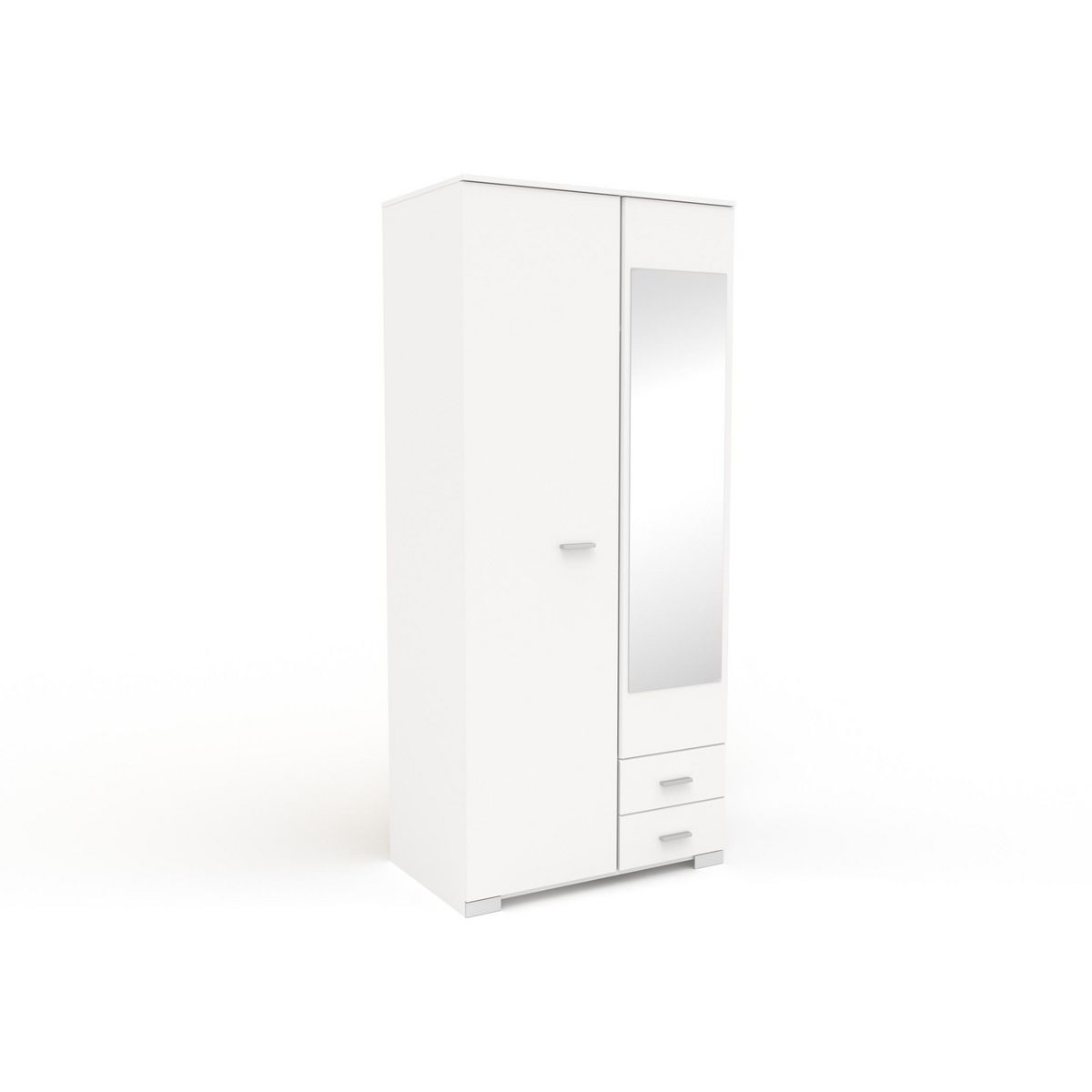 Armoire 2 portes 1 miroir 2 tiroirs L90cm FLAVIE