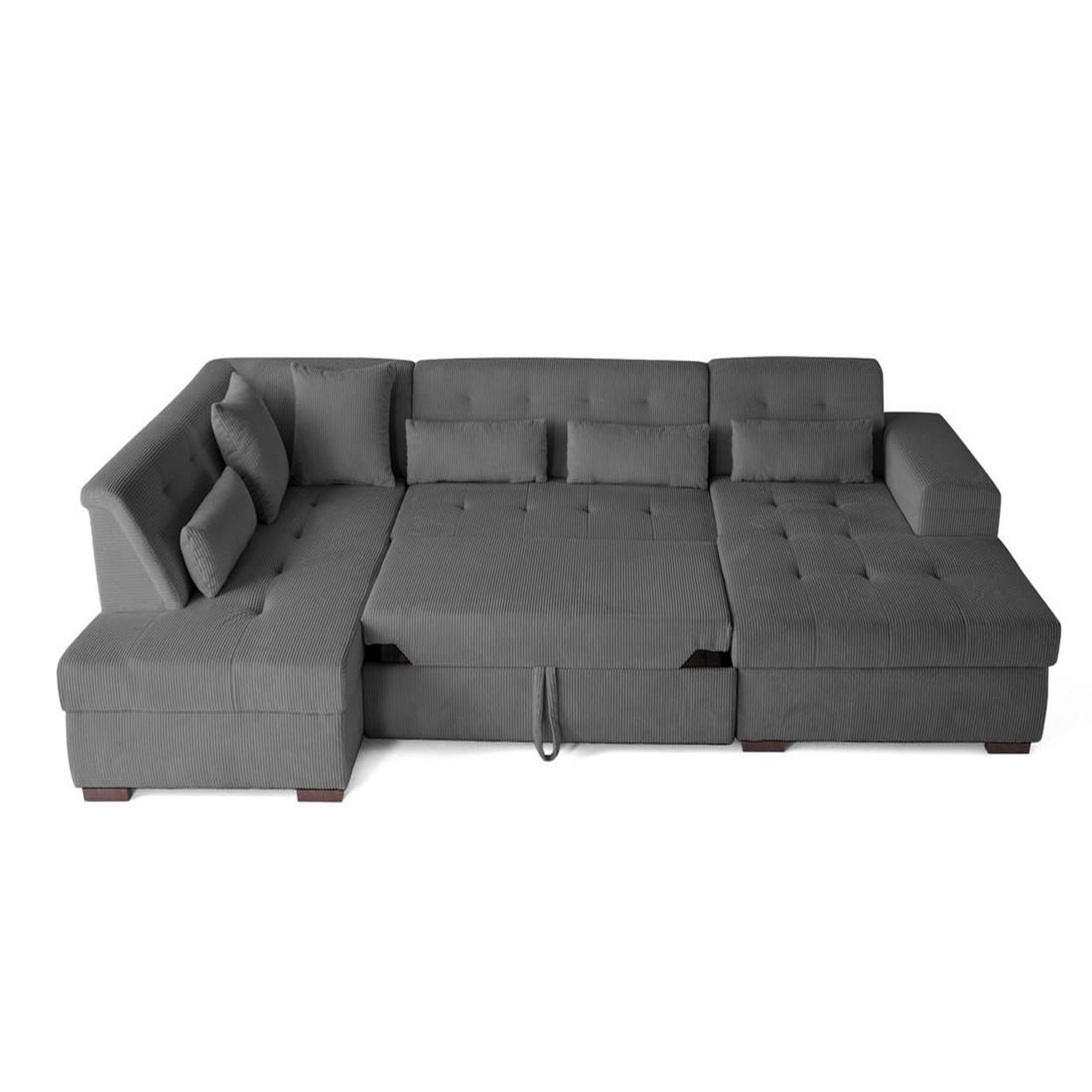 Voir la diapositive 4 : LISA DESIGN Vermont - canapé panoramique d'angle gauche - 7 places - convertible avec coffre - en velours côtelé