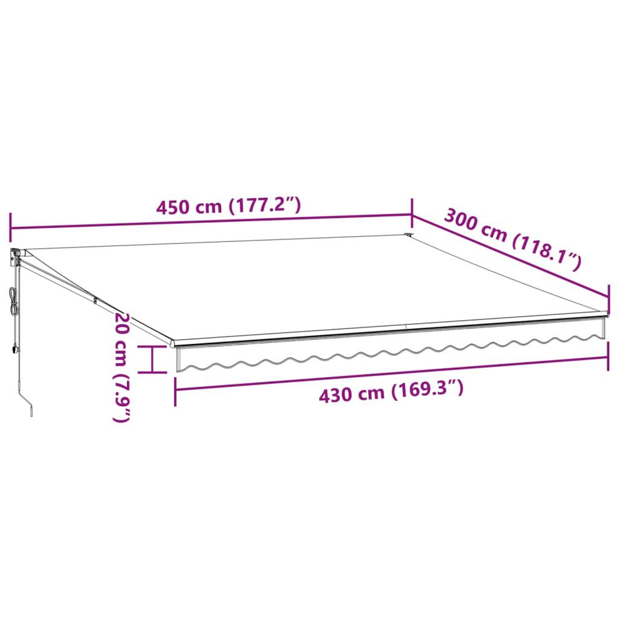 Voir la diapositive 6 : VIDAXL Auvent retractable automatique bordeaux 450x300 cm