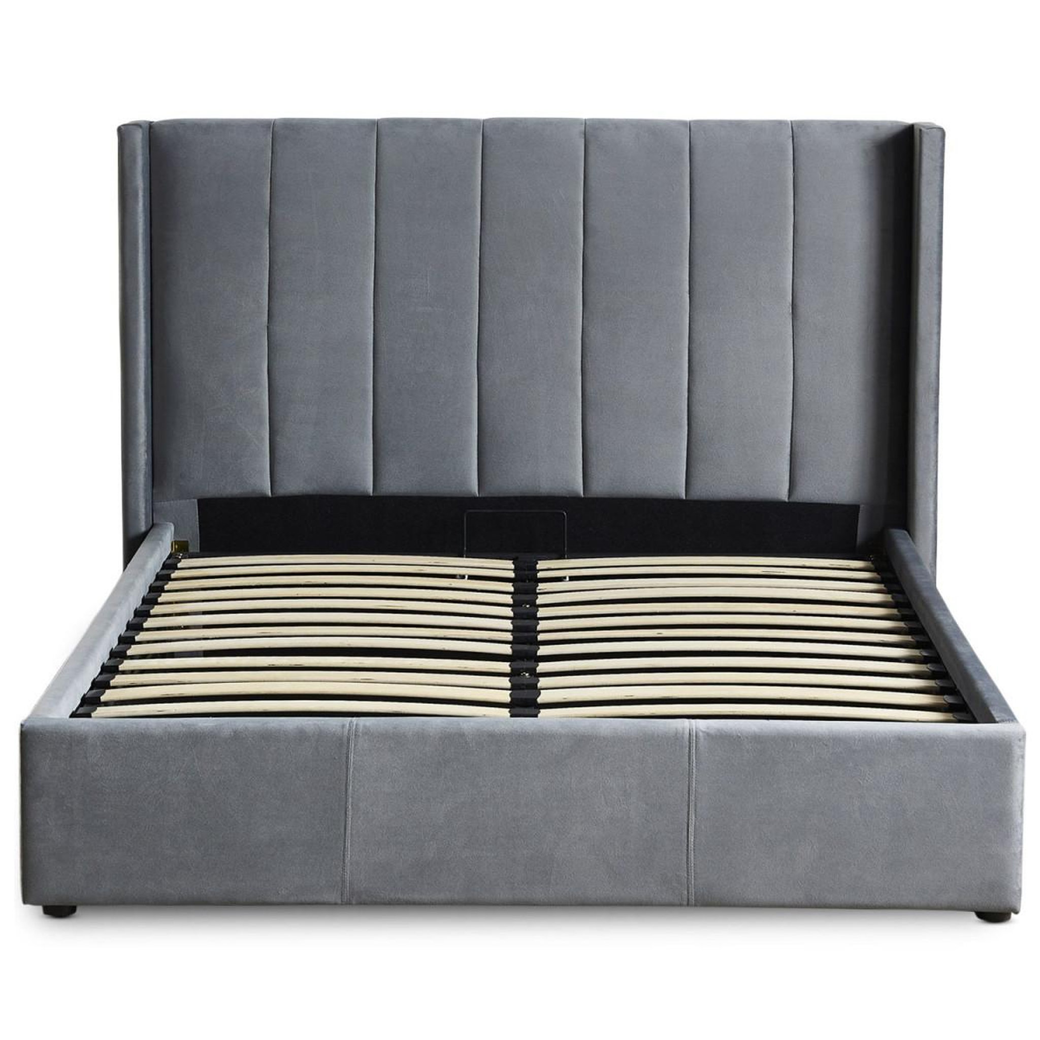 Voir la diapositive 2 : Paris Prix Lit adulte sommier relevable  fady  140x190cm gris