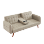 Voir la diapositive 1 : CONCEPT USINE Canapé 3 places convertible avec tablette centrale rabattable beige INVERNESS
