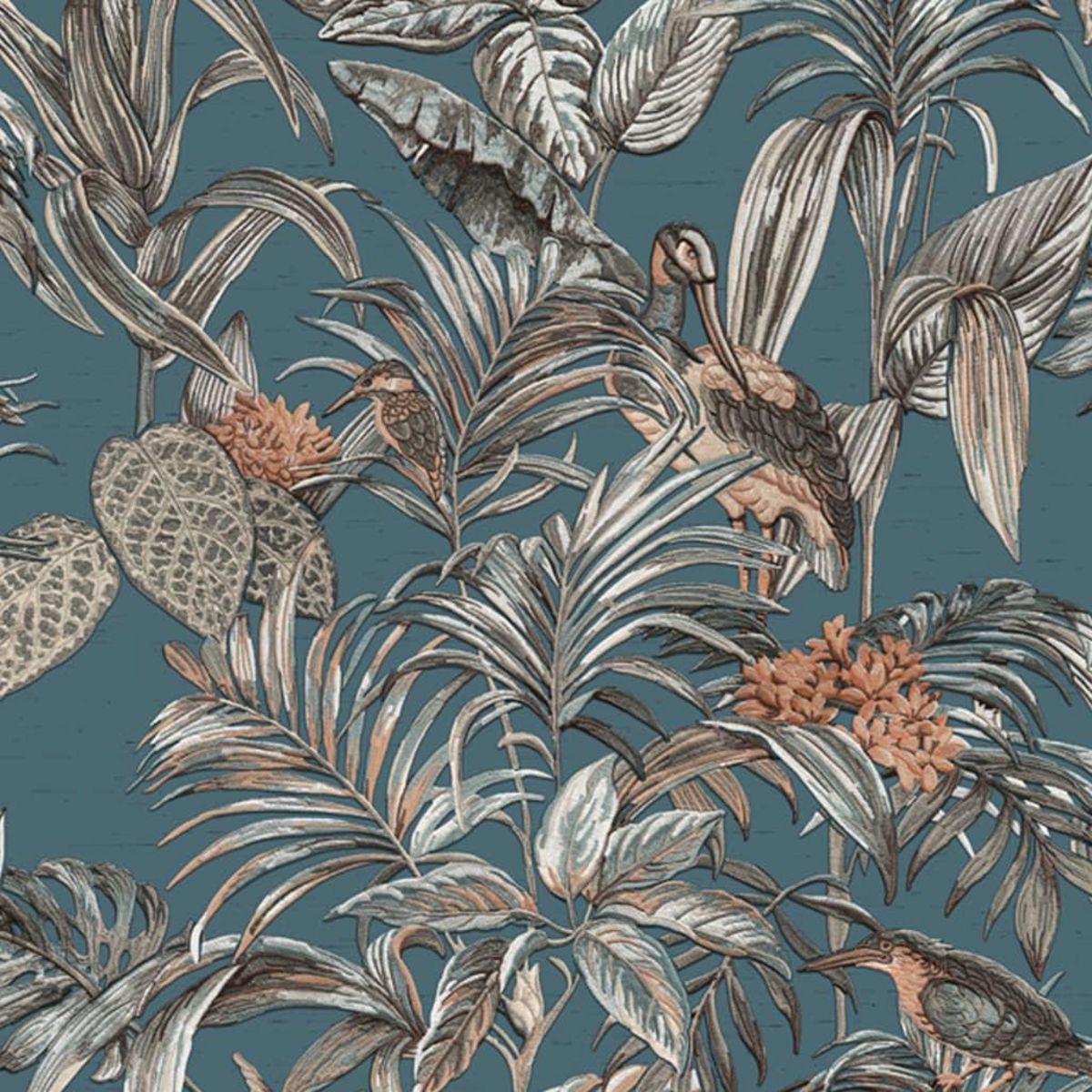 DUTCH WALLCOVERINGS DUTCH WALLCOVERINGS Papier peint Bird-of-Paradise Bleu