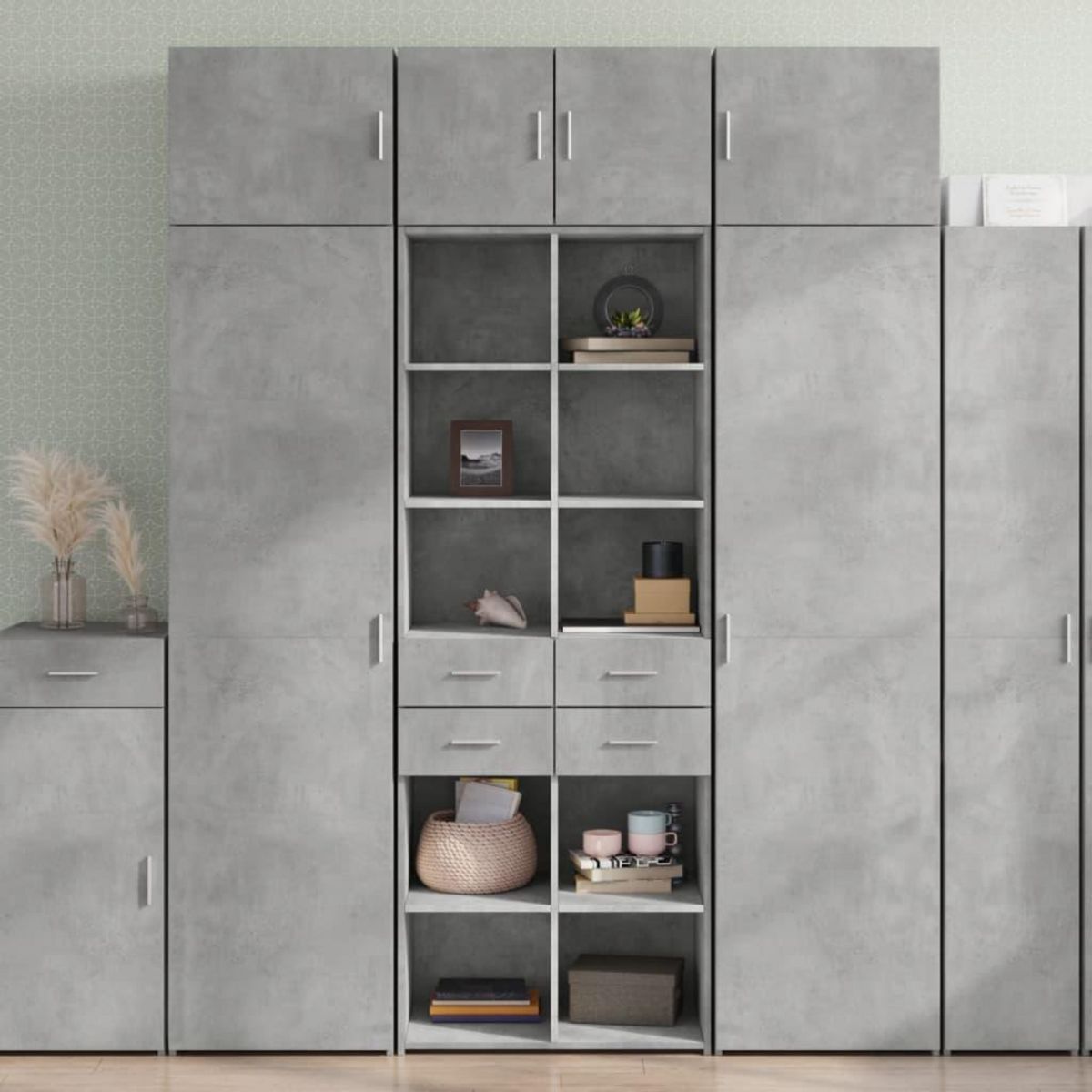 VIDAXL Buffet haut gris beton 70x42,5x185 cm bois d'ingenierie