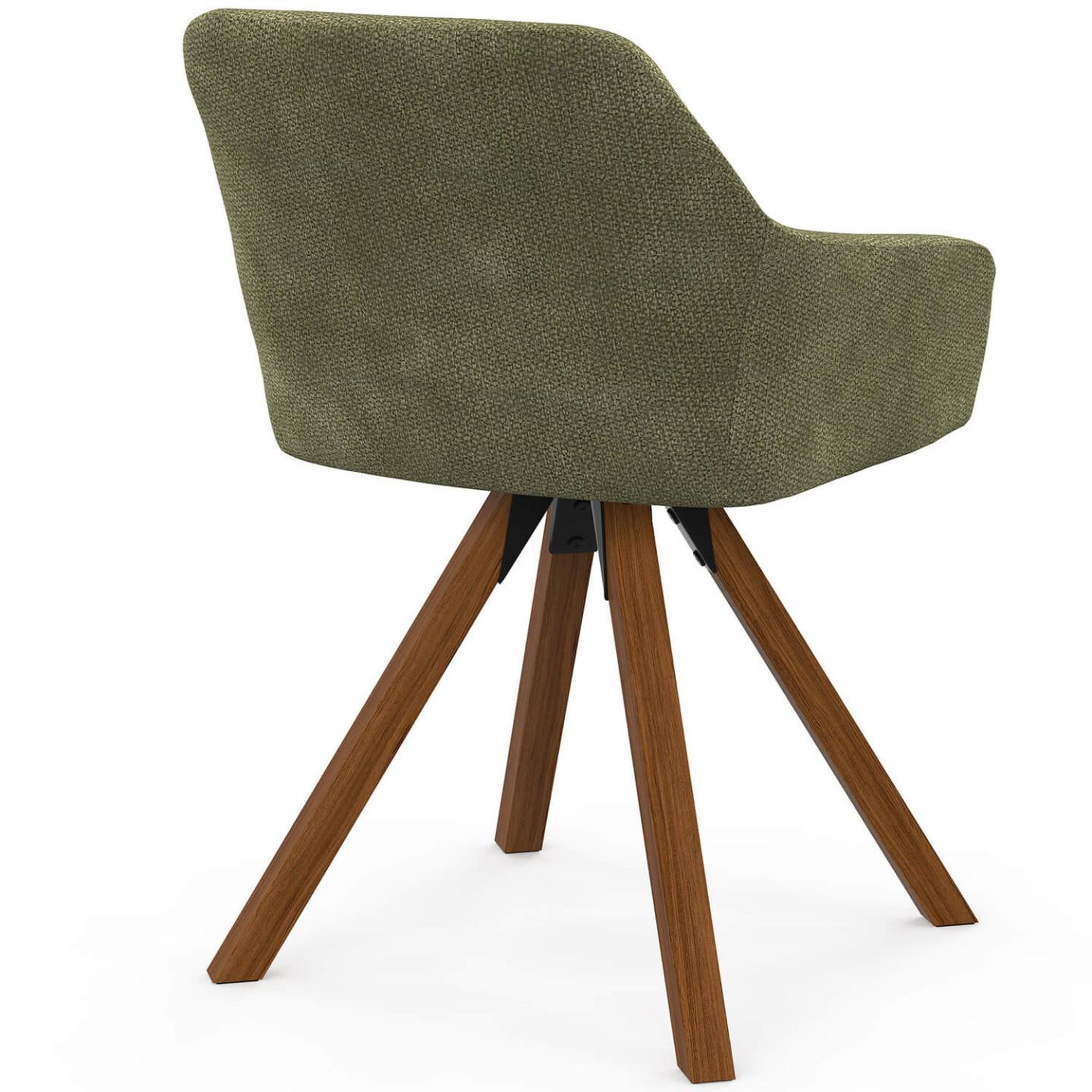 Voir la diapositive 4 : ID MARKET Lot de 2 chaises pivotantes 360° de salle à manger, fauteuils de table jany en tissu chenille verte et pied noyer