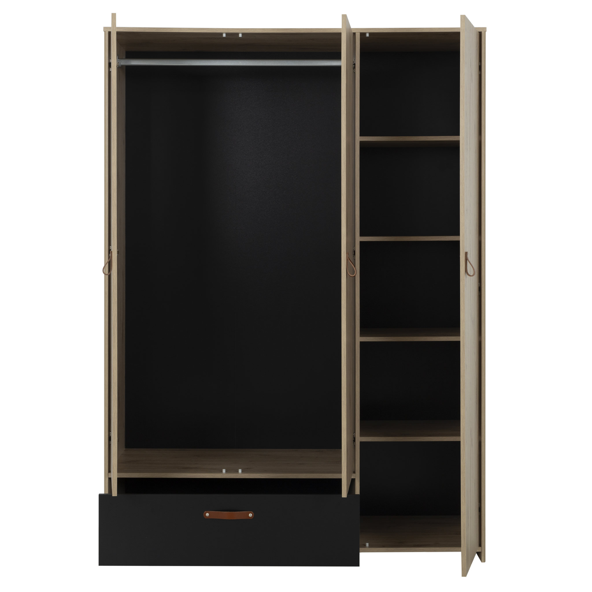 Voir la diapositive 3 : Armoire 3 portes 1 tiroir  L152xH200xP60cm MARCUS