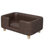Voir la diapositive 1 : PAWHUT Canapé chien lit pour chien chat avec rebord coussin moelleux pieds bois massif dim. 74 x 48,5 x 31 cm revêtement micro-fibre chocolat