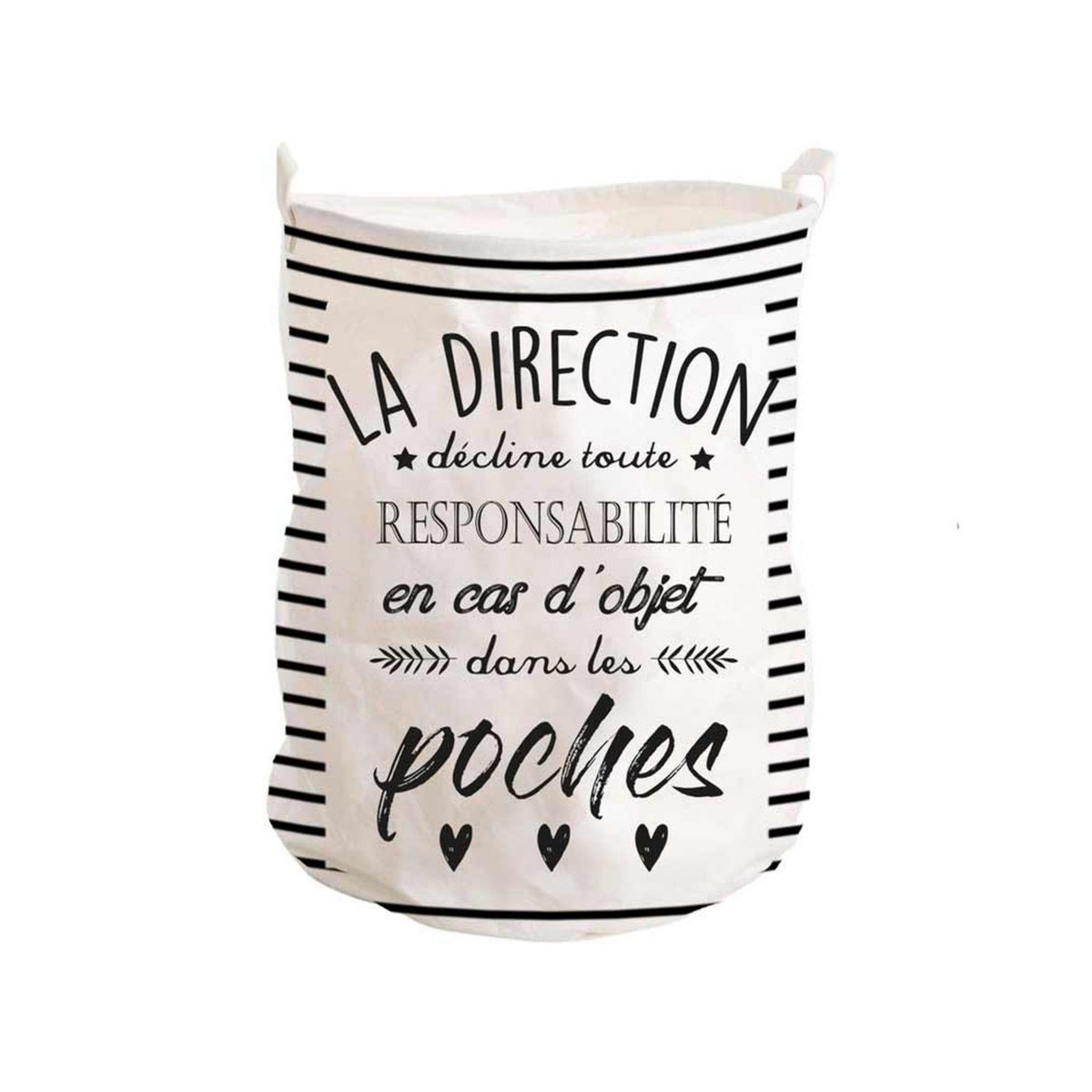 SUD TRADING Panier à linge  La Direction  - 40 x 50cm - blanc