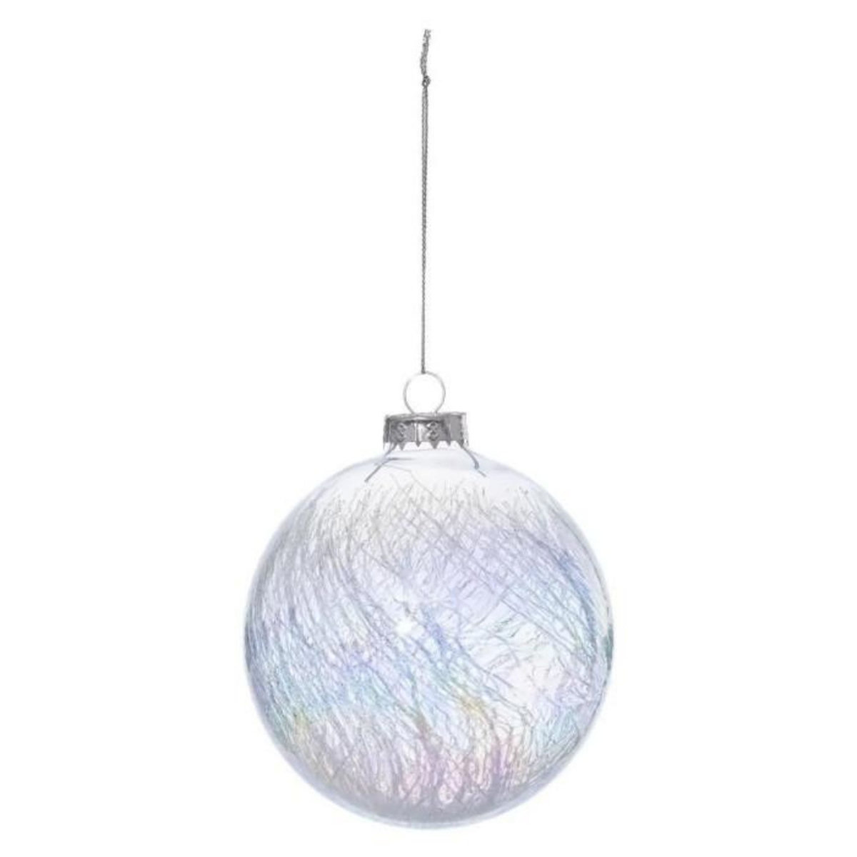 ATMOSPHERA Boule de Noël Craquelée  Souffle Polaire  10cm Blanc