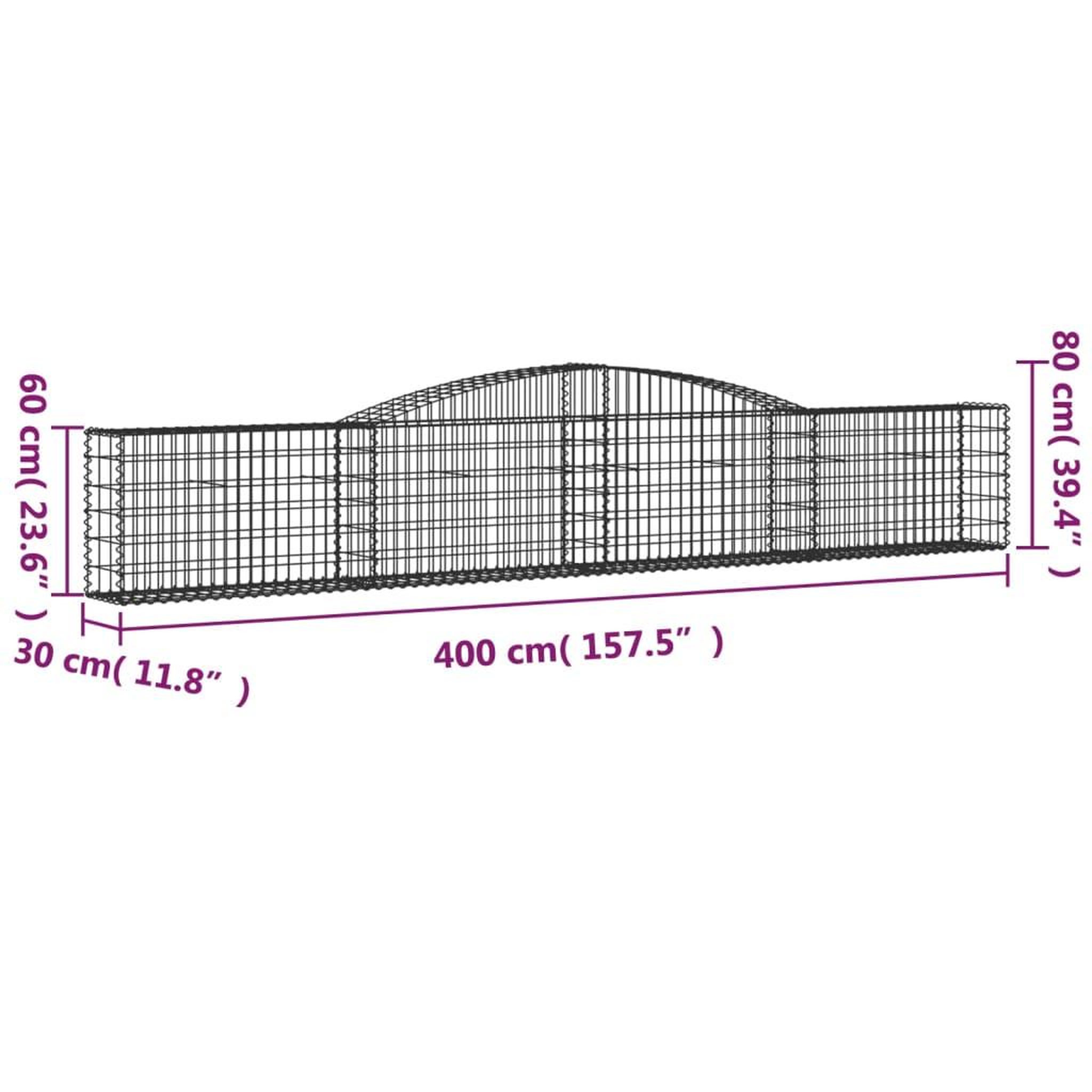 Voir la diapositive 6 : VIDAXL Panier de gabions arque 400x30x60/80 cm Fer galvanise