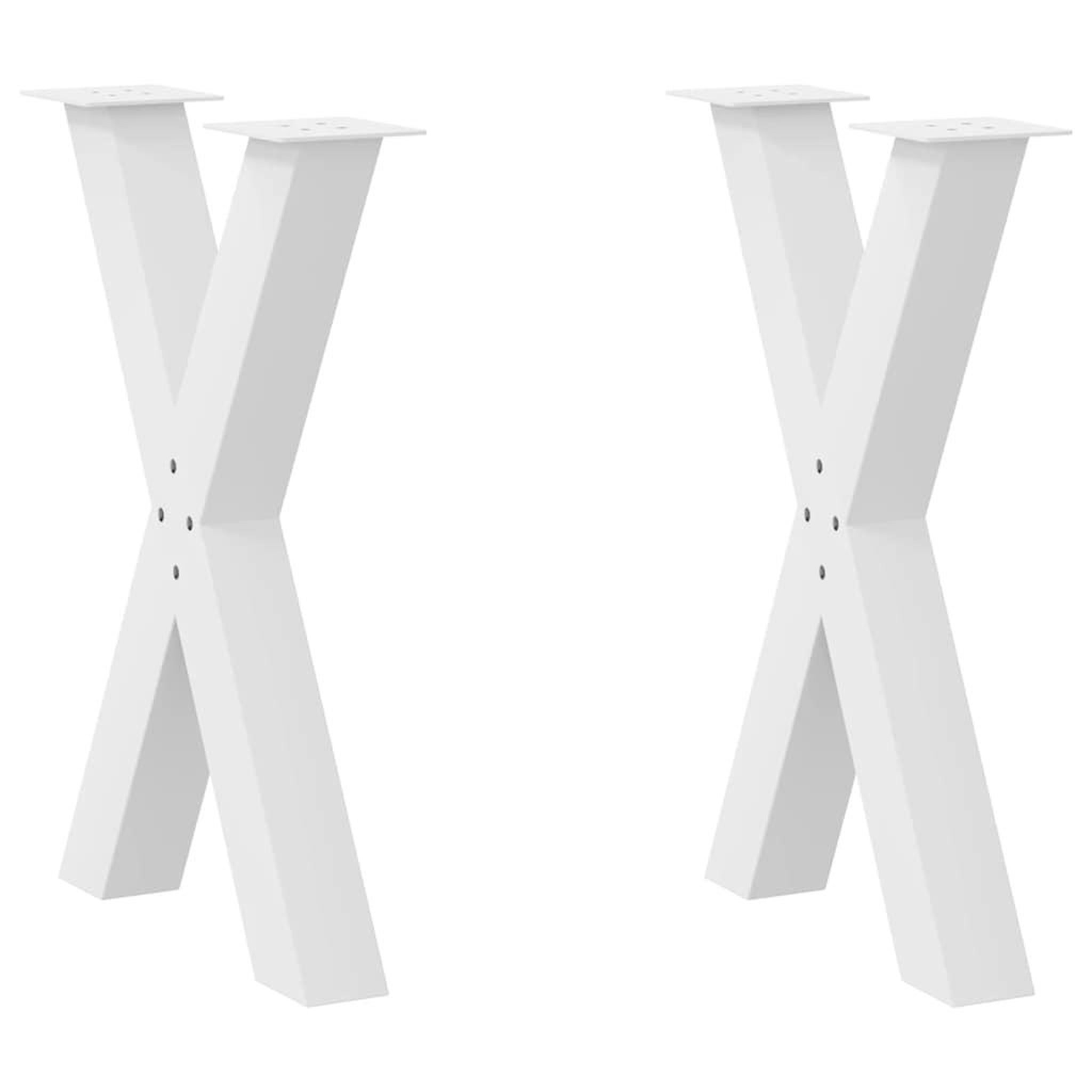 VIDAXL Pieds de table a manger forme de X 2 pcs blanc 50x(72-73) cm