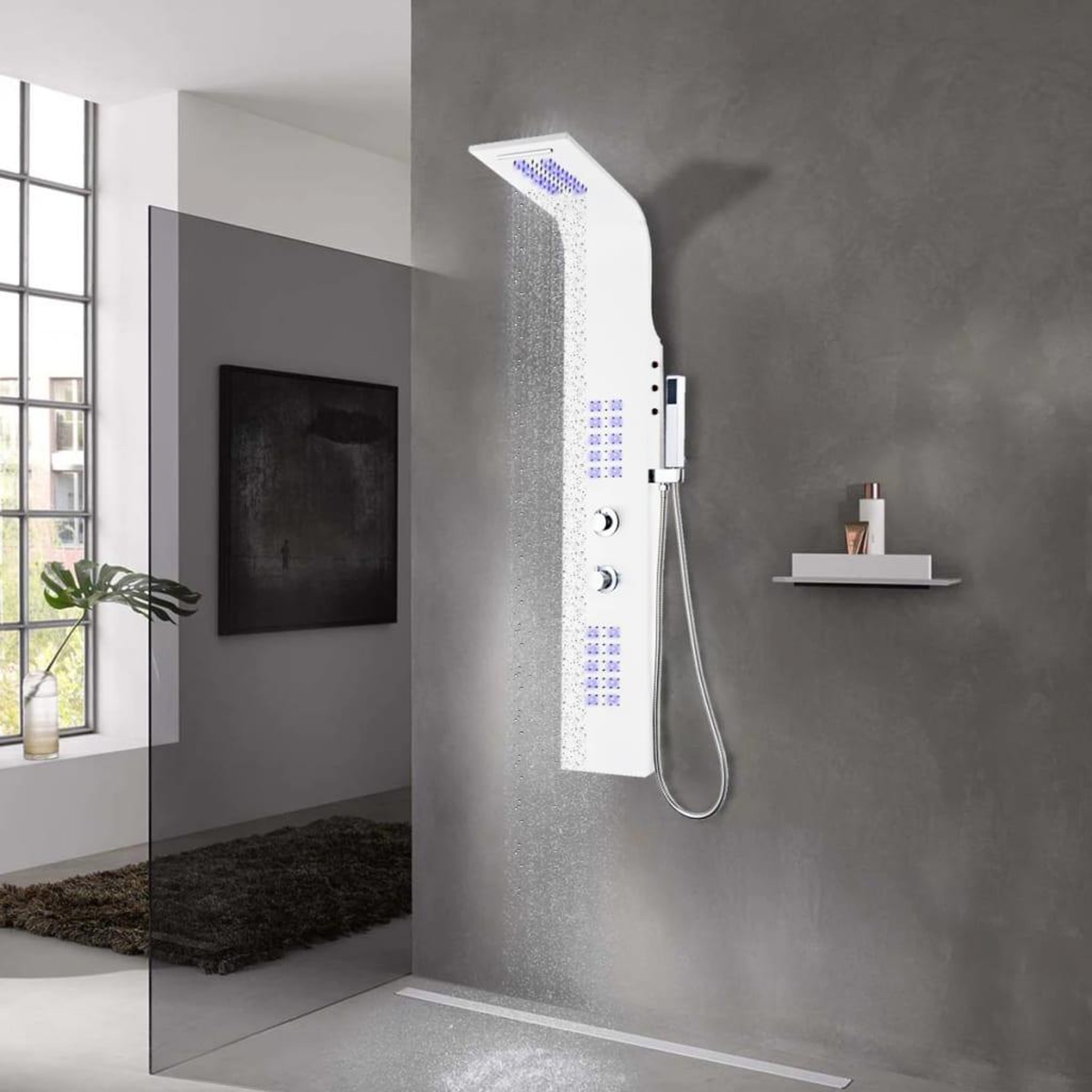 Voir la diapositive 1 : VIDAXL Panneau de douche aluminium 20x44x130 cm blanc