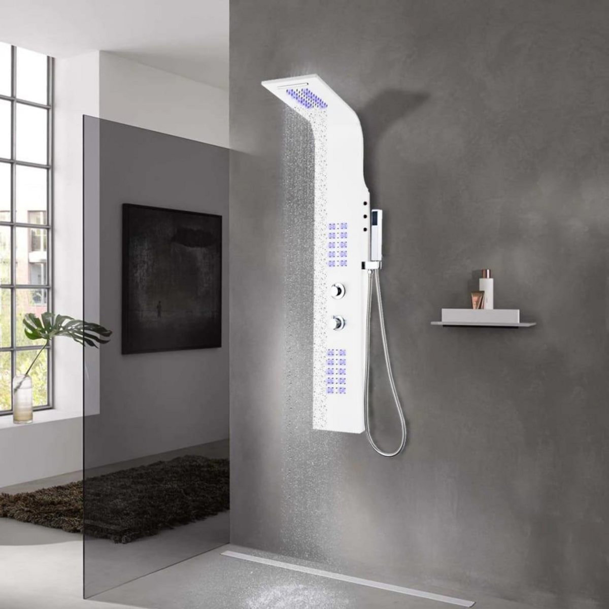 VIDAXL Panneau de douche aluminium 20x44x130 cm blanc