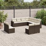 VIDAXL Salon de jardin et coussins 11 pcs marron resine tressee