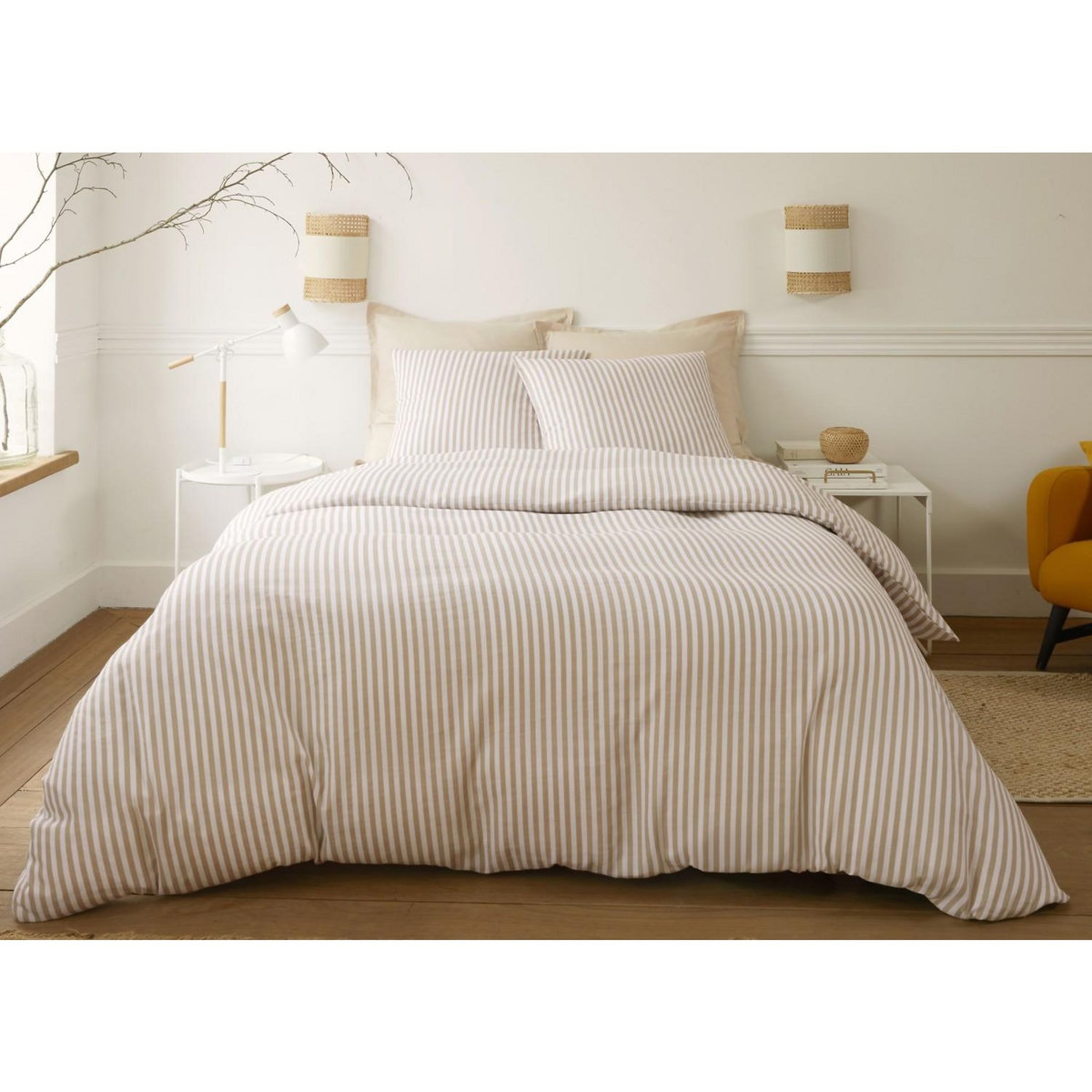 BATON ROUGE Parure housse de couette 100% gaze de coton imprimé soleïs