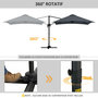 Voir la diapositive 6 : OUTSUNNY Parasol déporté carré inclinable pivotant 360° manivelle piètement acier dim. 2,95L x 2,95l x 2,66H m gris