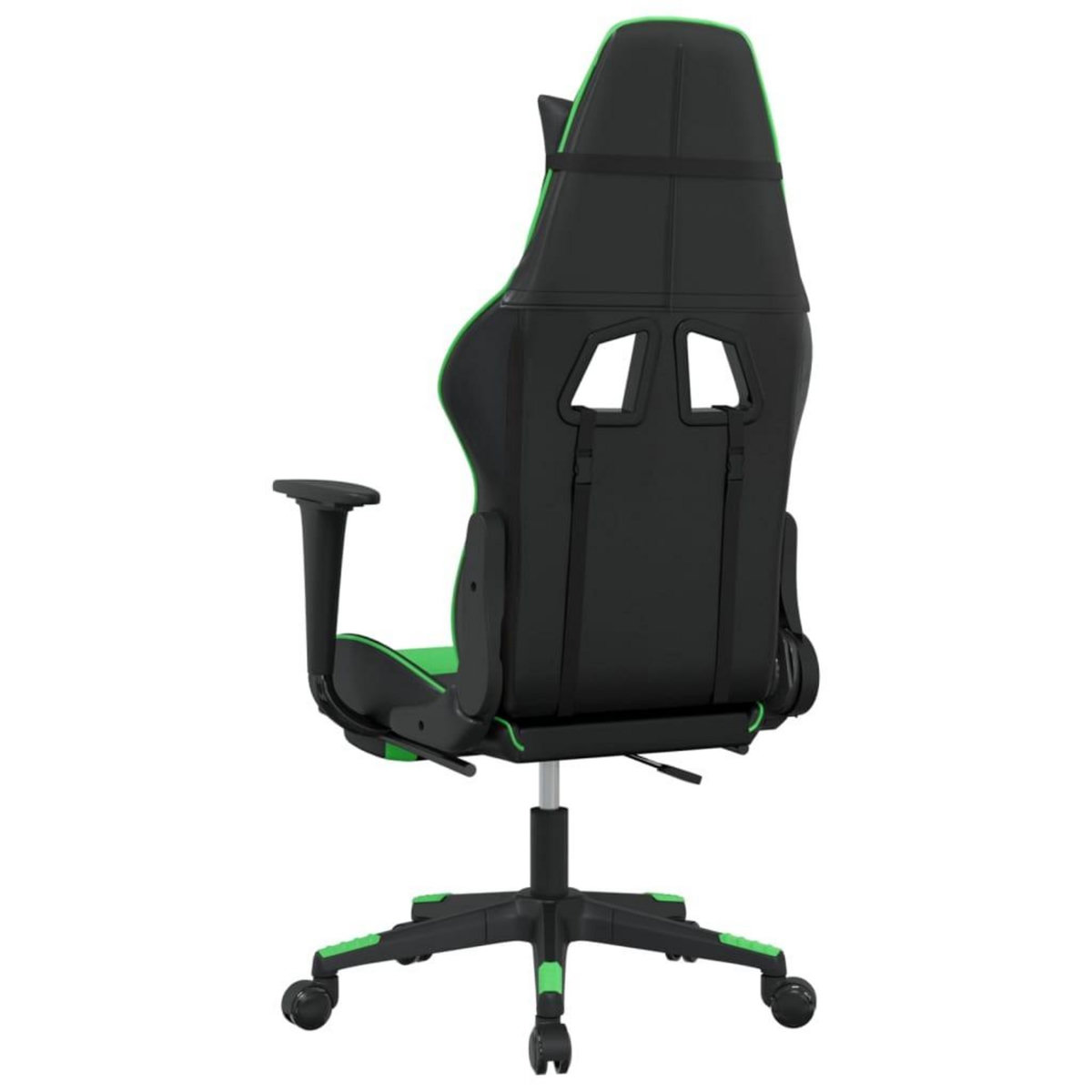 VIDAXL Chaise de jeu avec repose-pied Noir et vert Similicuir