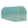 Voir la diapositive 1 : OUTSUNNY Serre de jardin tunnel surface sol 10 m² 5L x 2l x 2,10H m châssis tubulaire renforcé porte zippée 8 fenêtres enroulables vert