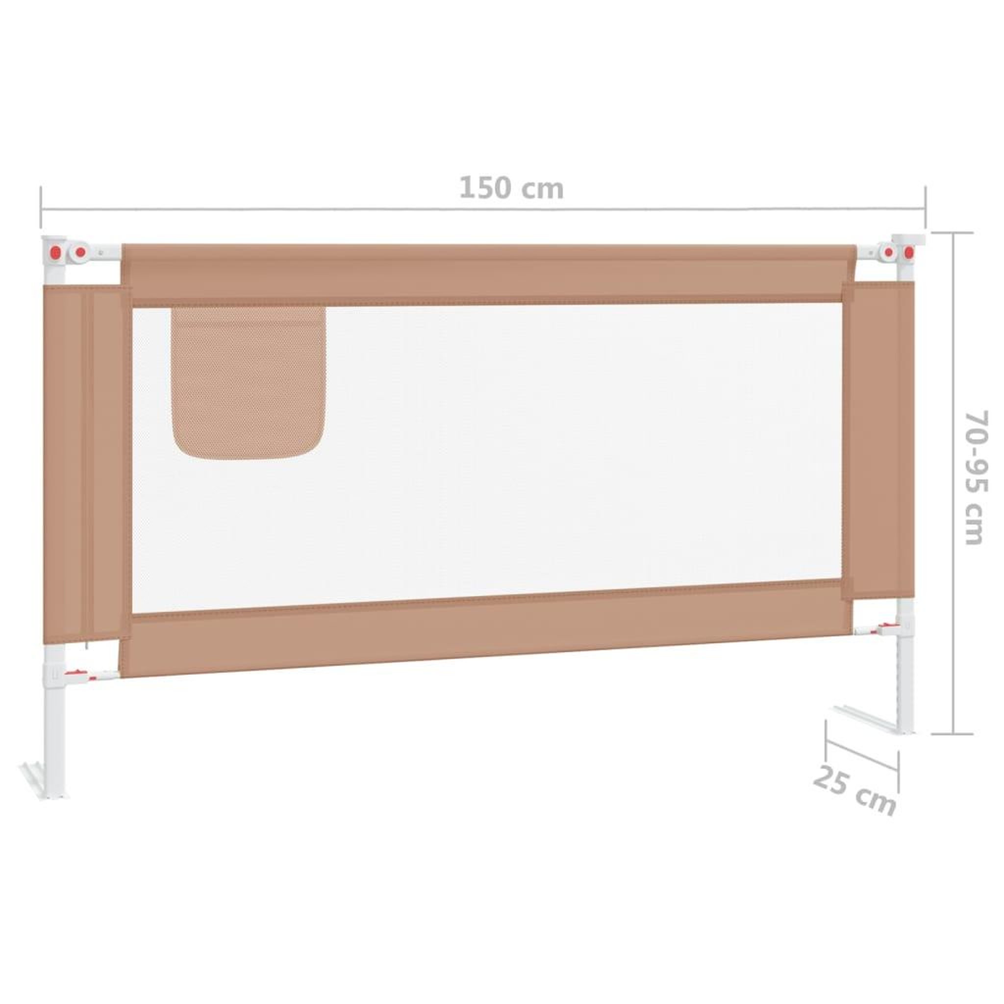 Voir la diapositive 6 : VIDAXL Barriere de securite de lit d'enfant Taupe 150x25 cm Tissu
