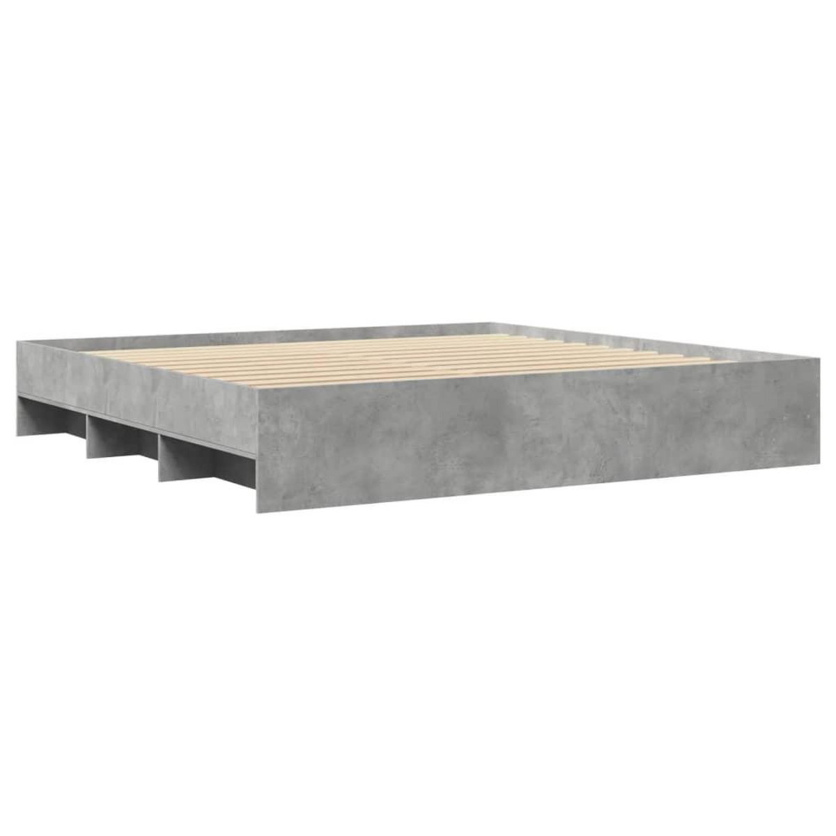 VIDAXL Cadre de lit sans matelas gris beton 200x200 cm bois ingenierie