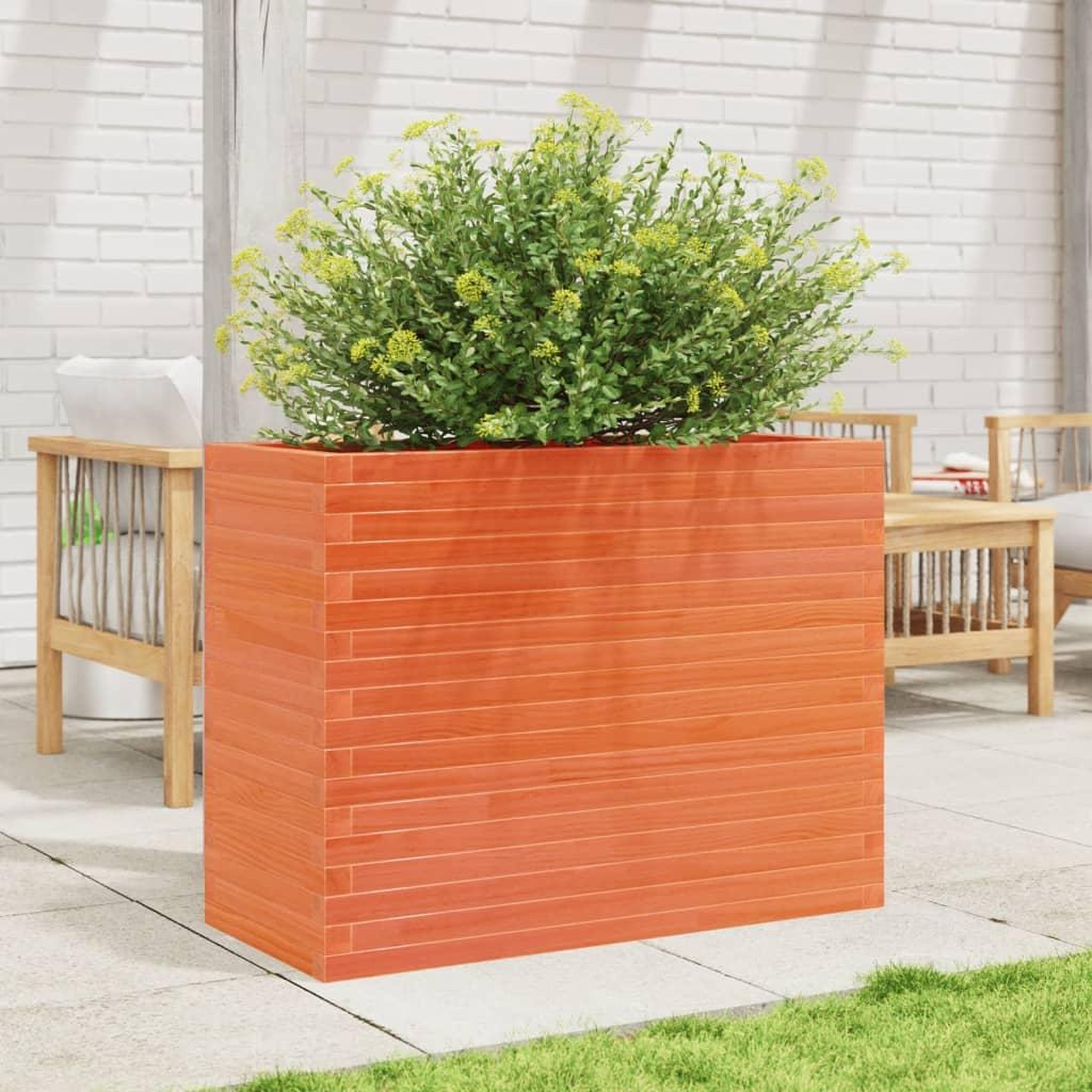 Voir la diapositive 3 : VIDAXL Jardiniere cire marron 90x40x68,5 cm bois de pin massif
