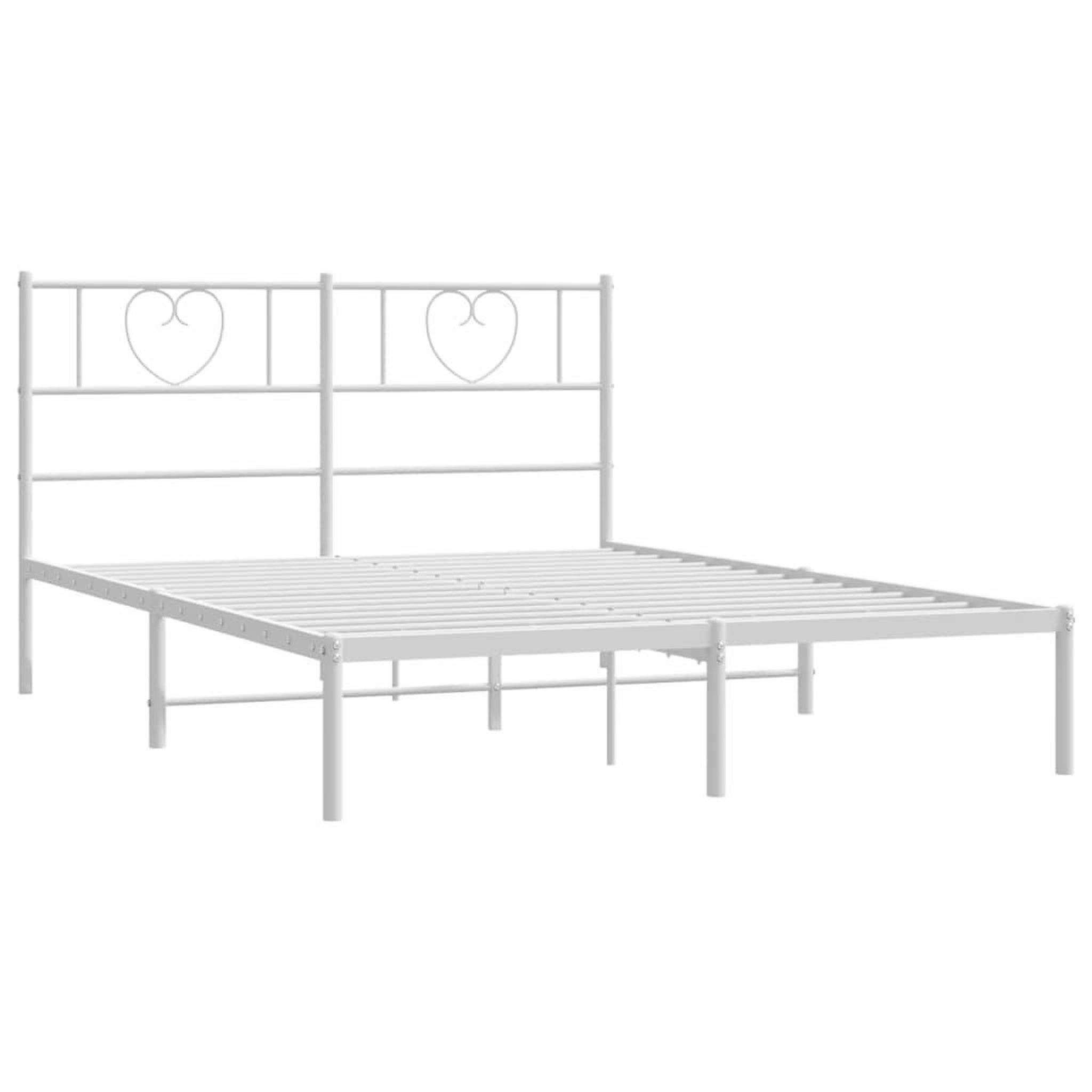 Voir la diapositive 5 : VIDAXL Cadre de lit metal sans matelas et tete de lit blanc 140x200 cm