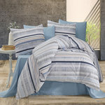 Home collection Parure housse de couette 100% coton 57 fils imprimé Terrina bleu. Coloris disponibles : Bleu