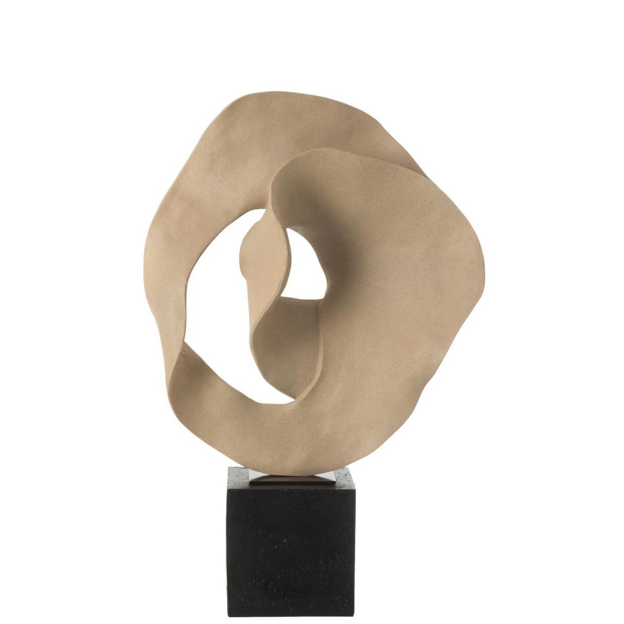 Voir la diapositive 4 : J-LINE Déco sur socle en résine  abstrait  60cm beige