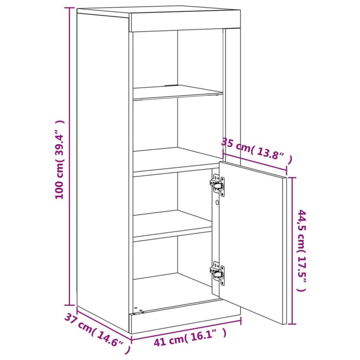 VIDAXL Buffet avec lumieres LED gris beton 41x37x100 cm