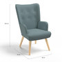 Voir la diapositive 5 : ID MARKET Fauteuil scandinave IVAR en tissu vert eucalyptus