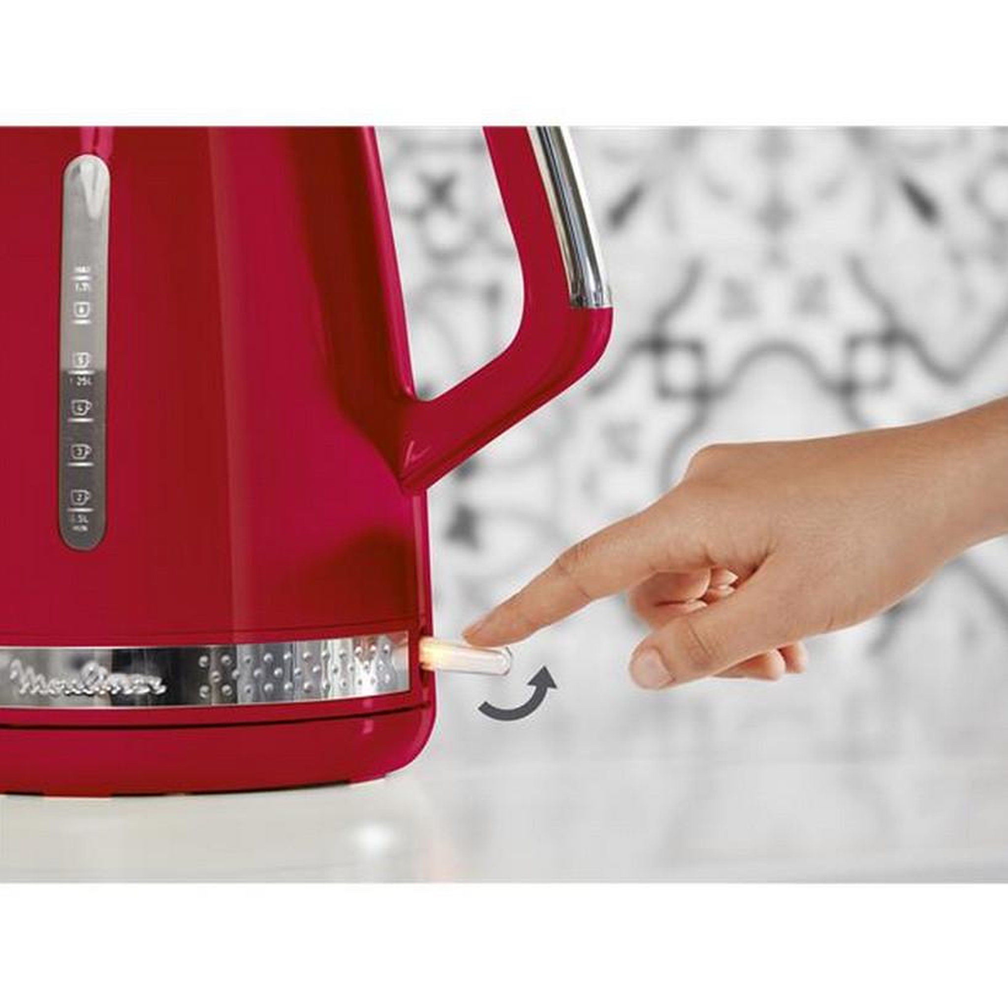 Voir la diapositive 4 : MOULINEX Bouilloire sans fil 1.7l 2400w rouge - by320510
