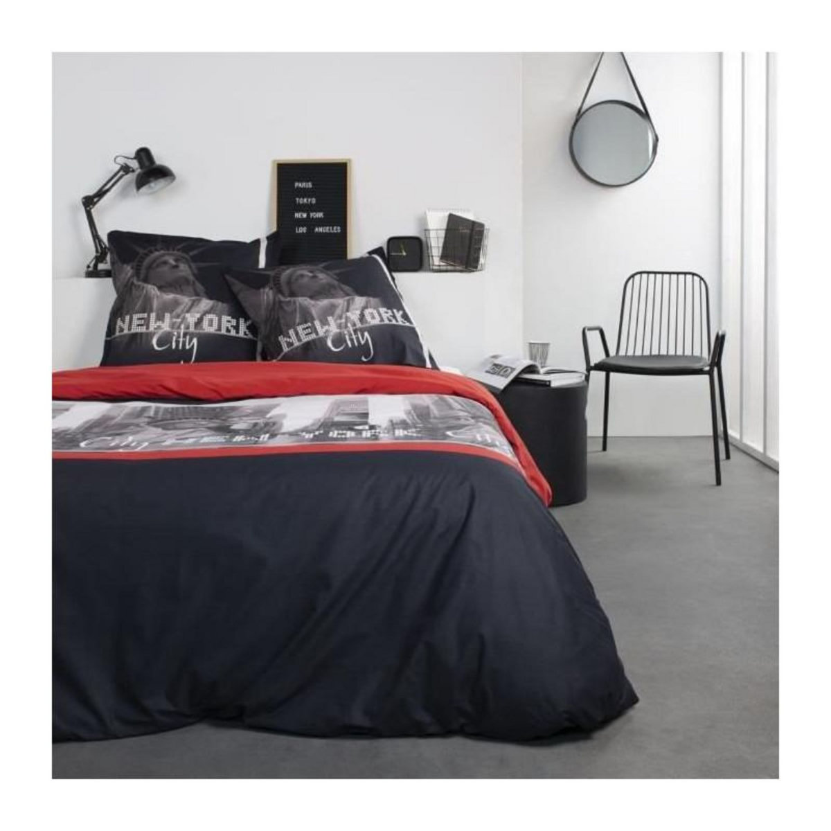 Today TODAY Parure de lit Coton 2 personnes - 220x240 cm - Imprime Rouge Clem