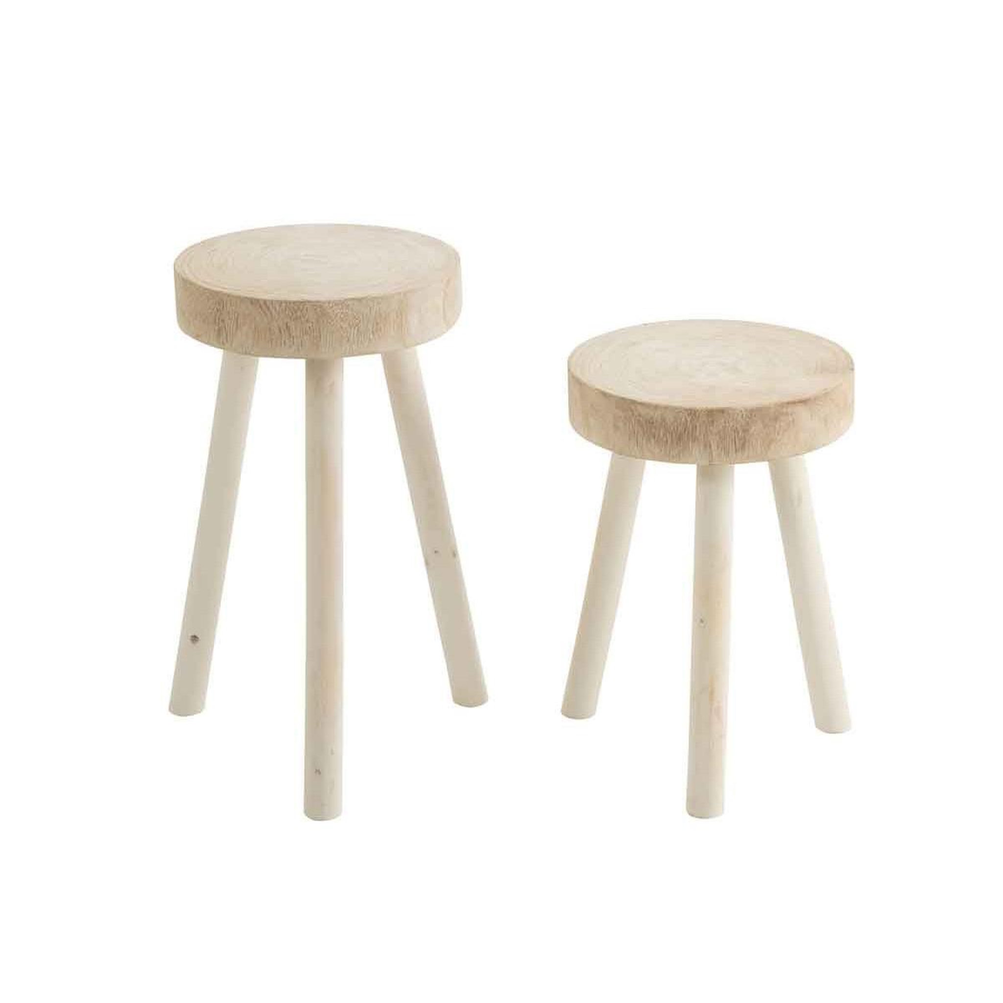 Voir la diapositive 2 : J-LINE Lot de 2 tabourets en bois  jenny  56cm blanc