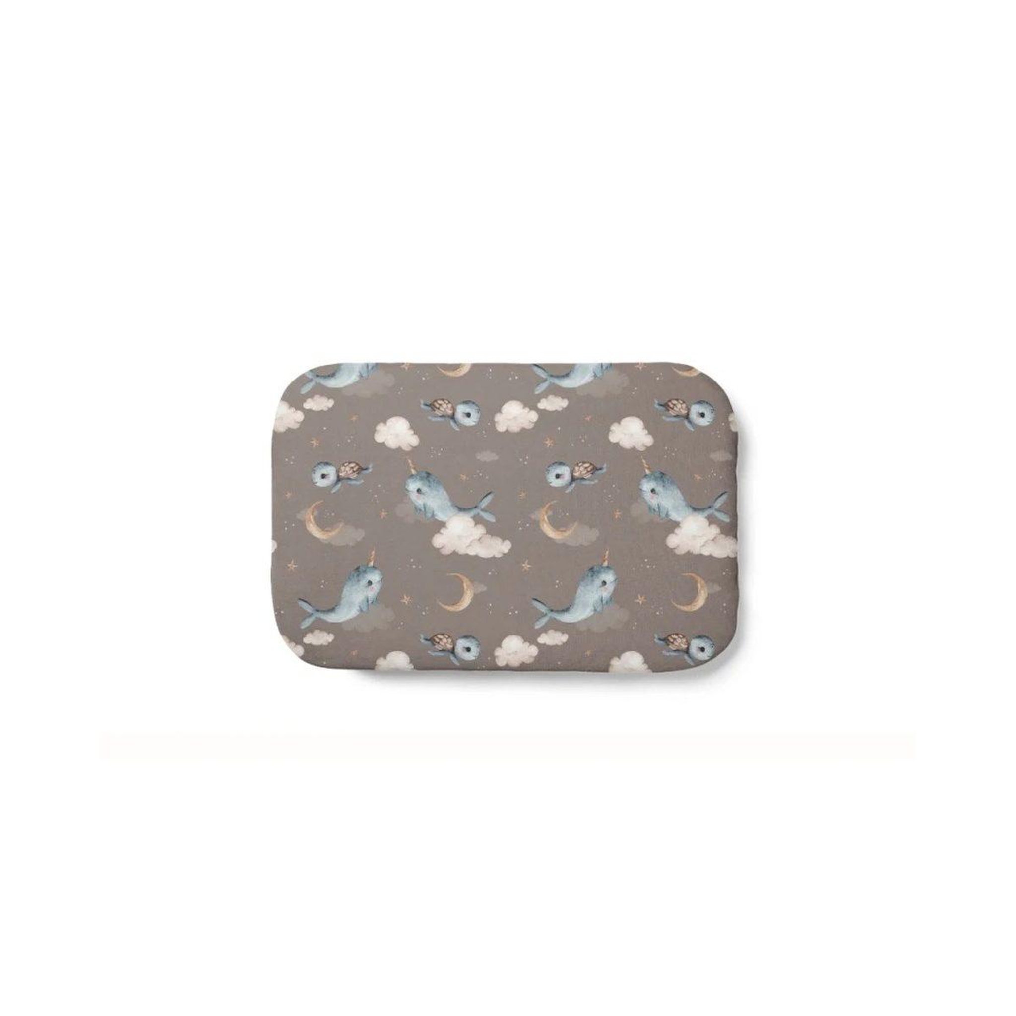 WALDIN Oreiller bébé 60 × 40 cm - motif baleine, brun