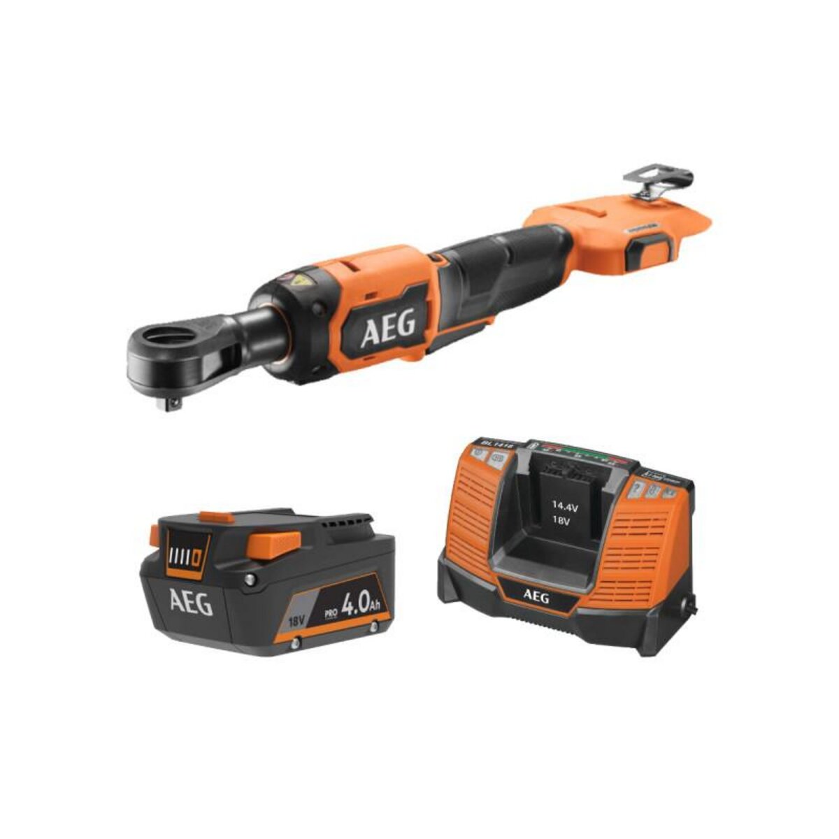 AEG Pack AEG 18V - Clé à cliquet Brushless 75Nm - Batterie 4.0 Ah - Chargeur