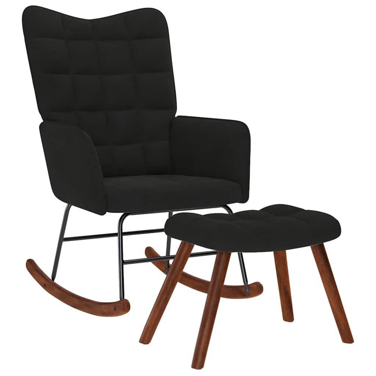 VIDAXL Chaise a bascule avec repose-pied noir velours