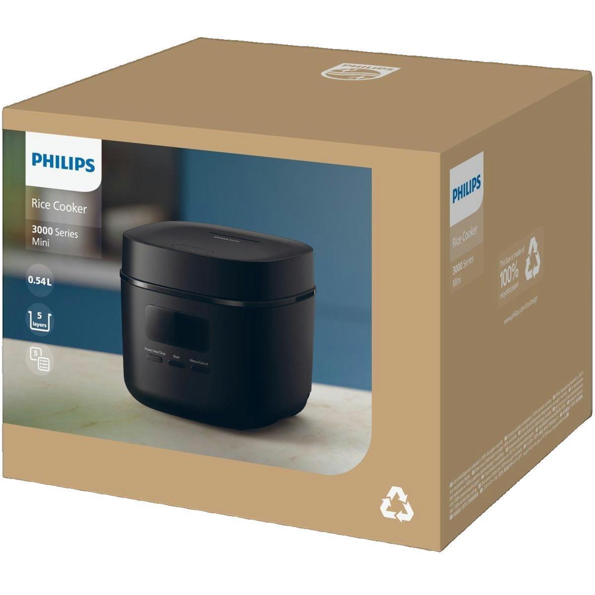 Voir la diapositive 3 : Philips Cuiseur à riz Philips HD3080/80 compact et élégant
