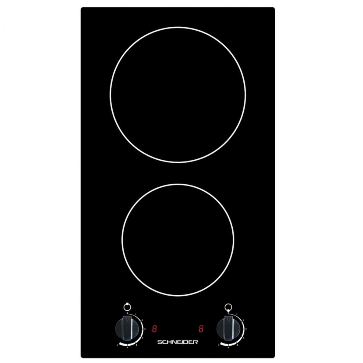 SCHNEIDER Domino vitrocéramique 30cm 2 foyers noir - SDV30M