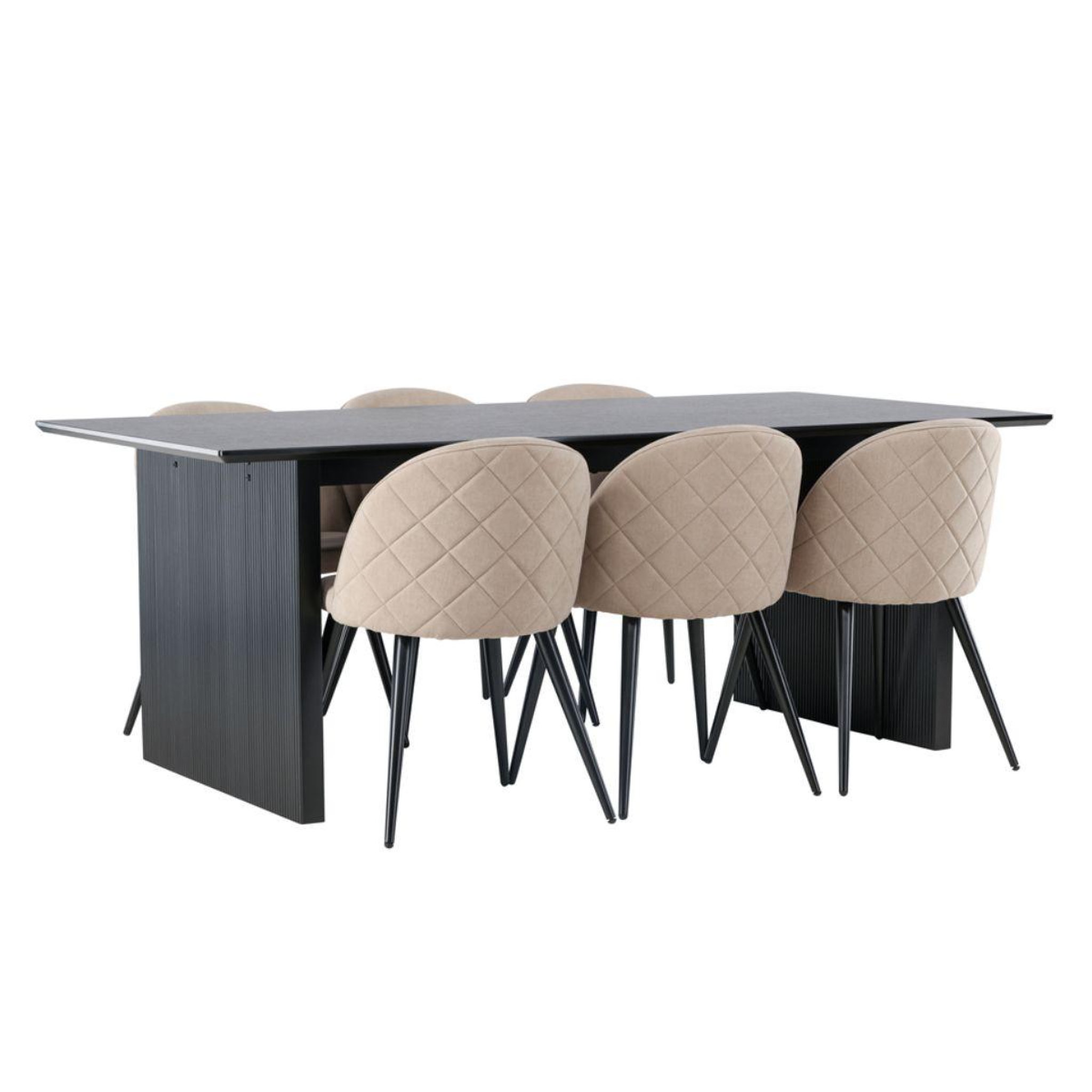 Paris Prix Ensemble table à manger & 6 chaises  vail & velvet  200cm beige & noir