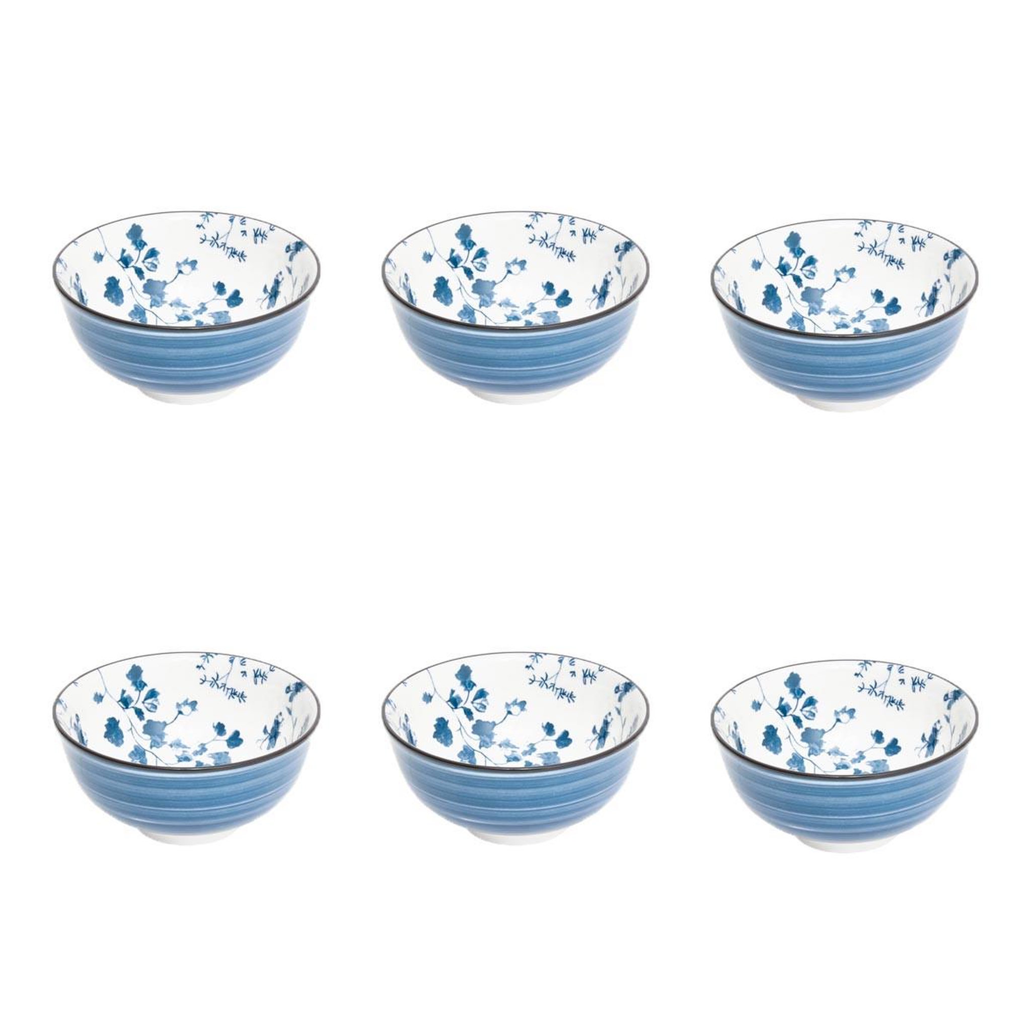 SECRET DE GOURMET Lot de 6 coupelles en porcelaine  umami fleur  11cm bleu