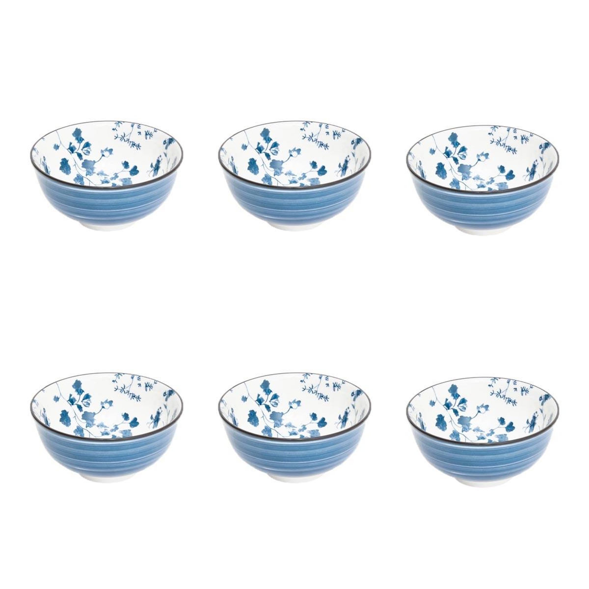SECRET DE GOURMET Lot de 6 Coupelles en Porcelaine  Umami Fleur  11cm Bleu