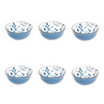 SECRET DE GOURMET Lot de 6 Coupelles en Porcelaine  Umami Fleur  11cm Bleu