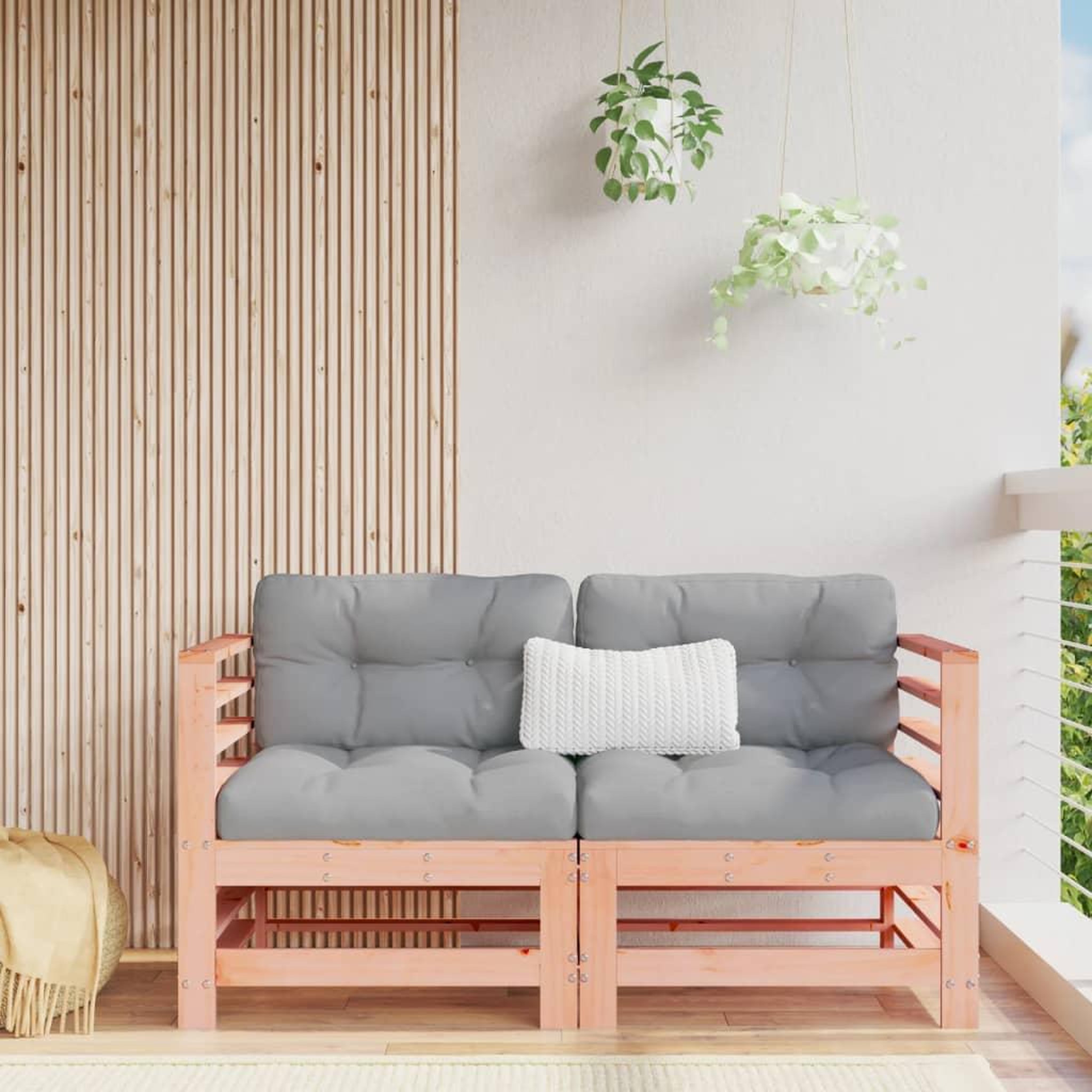 VIDAXL Canapes d'angle avec coussins 2 pcs bois massif douglas