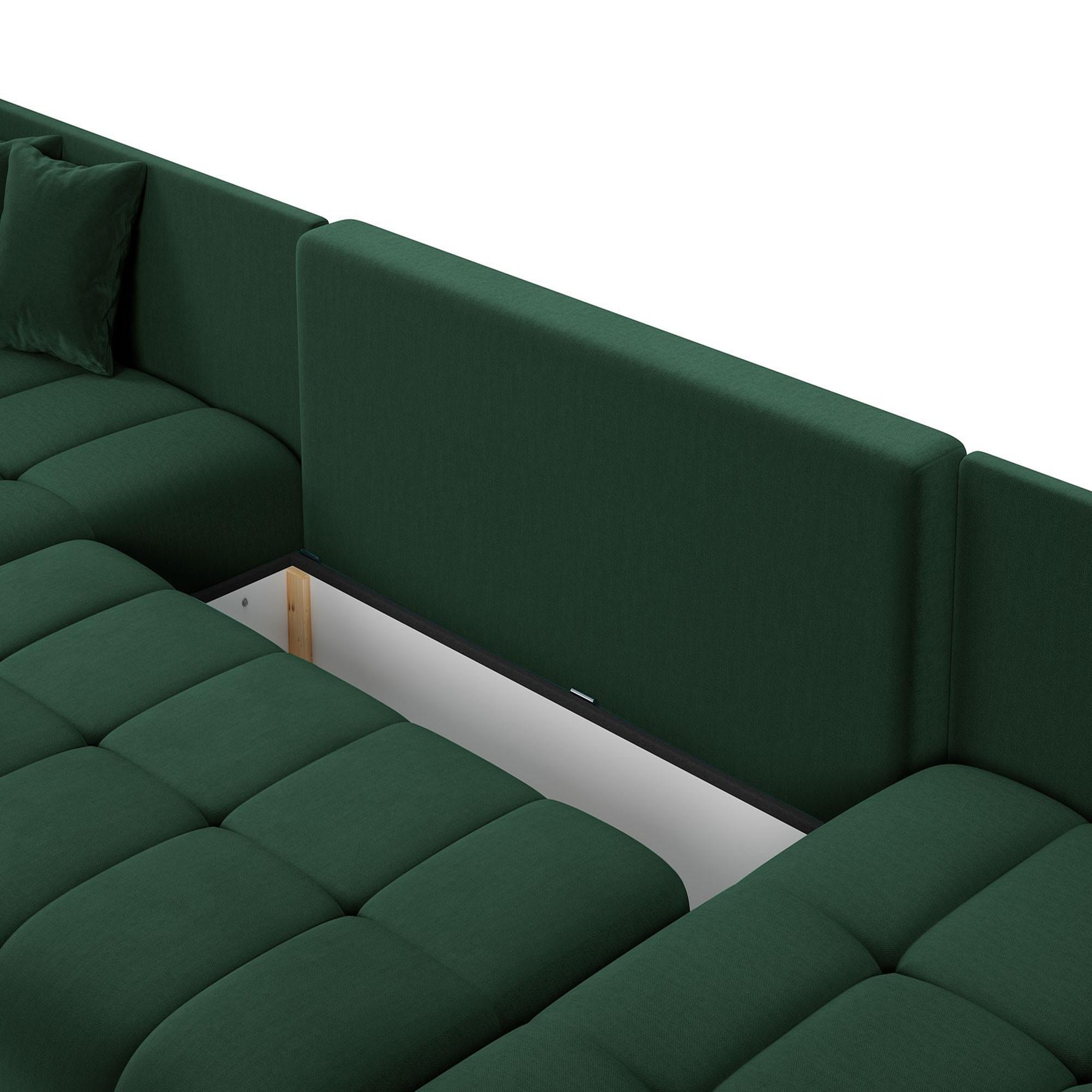 Voir la diapositive 3 : BEST MOBILIER Petra - canapé panoramique en u - 7 places - convertible - avec coffre - en velours